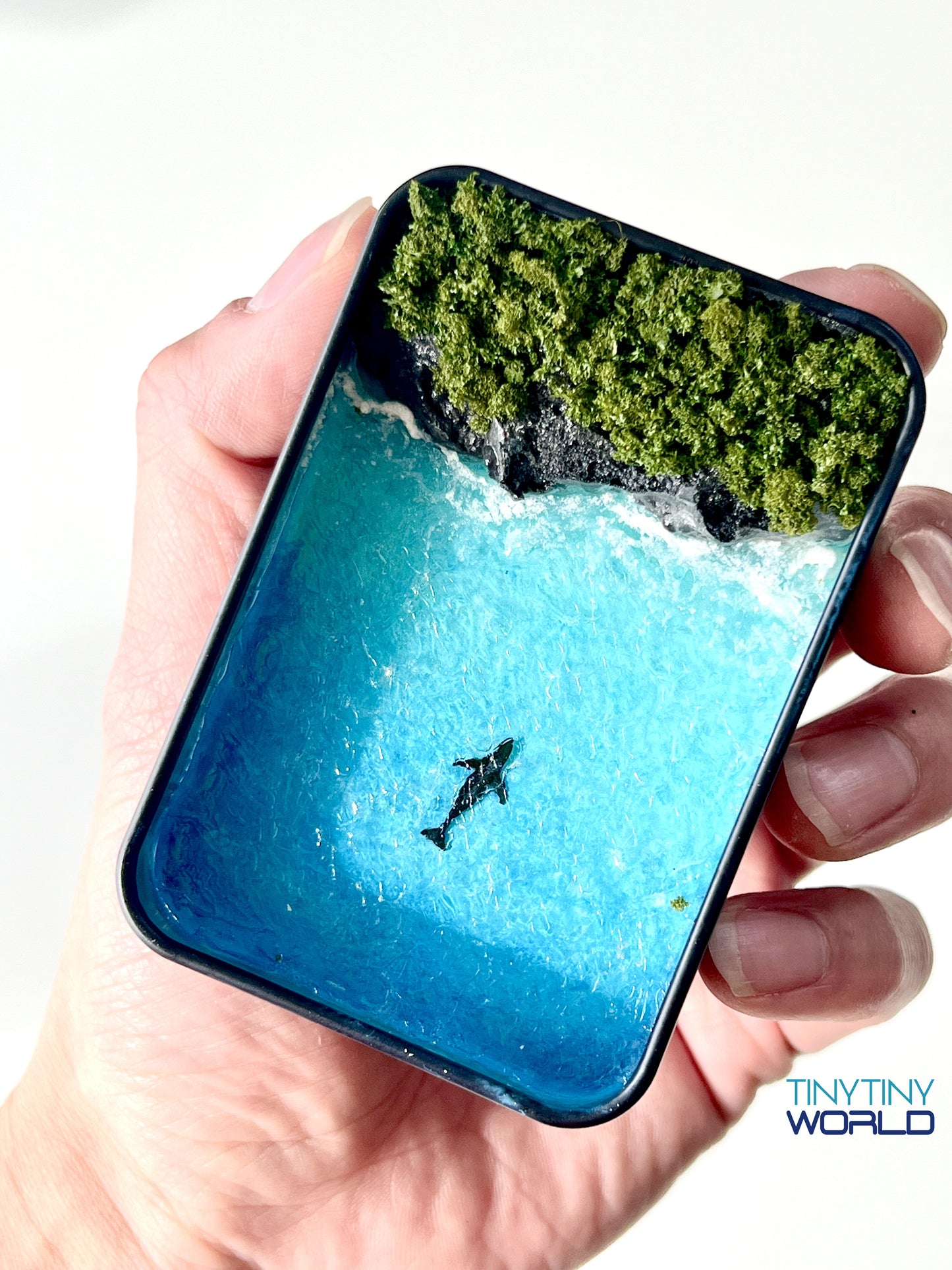 The Coast in the Box Miniature Epoxy Resin Art Ocean Whale Hand-made Gift