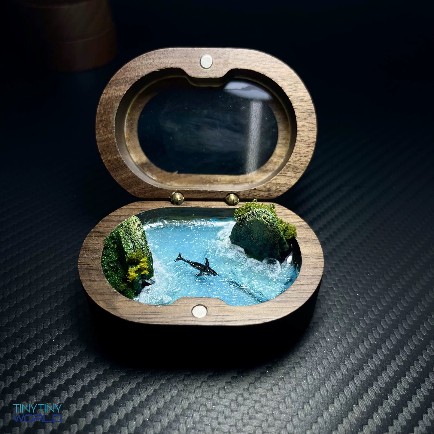 The Ocean in the Wood Engagement Ring Box Realistic Miniature Epoxy Art Gift