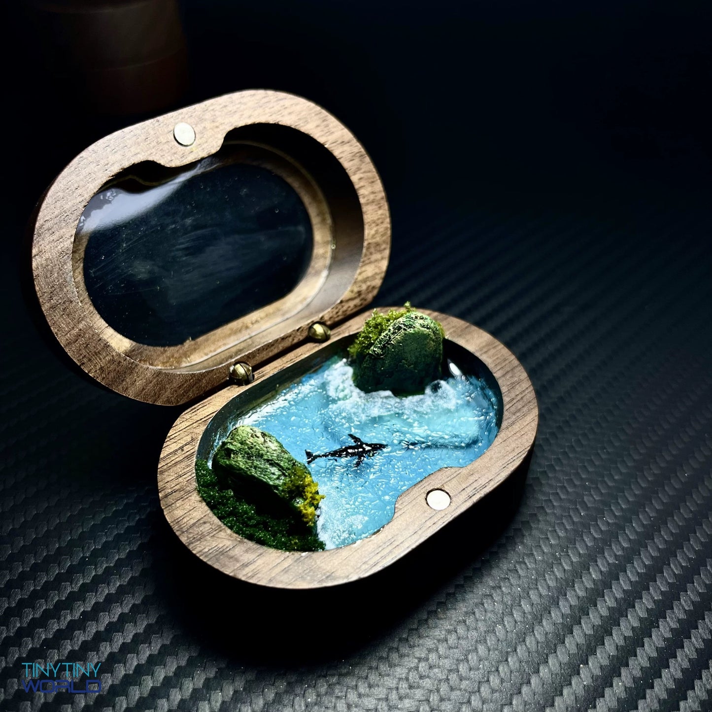 The Ocean in the Wood Engagement Ring Box Realistic Miniature Epoxy Art Gift