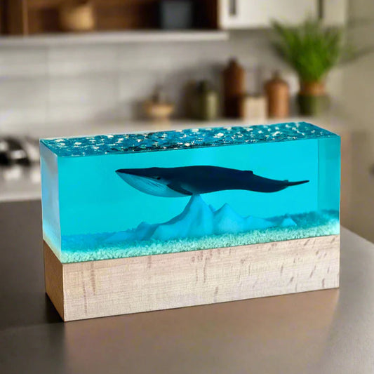 Hand-made Whale Ocean Epoxy Resin Art Glow in the Dark Night Light Home Decor