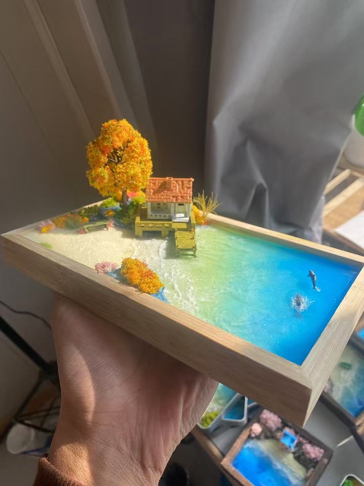 Custom Hand-made Epoxy Landscape Ocean Miniature Home Decor Valentines Gift