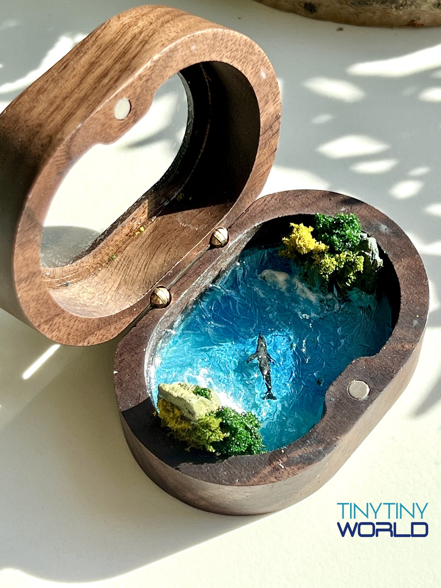 The Ocean in the Wood Engagement Ring Box Realistic Miniature Epoxy Art Gift