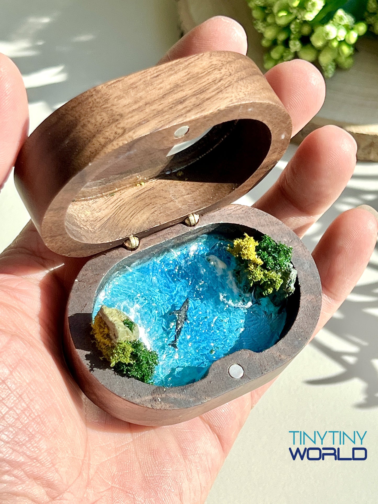 The Ocean in the Wood Engagement Ring Box Realistic Miniature Epoxy Art Gift