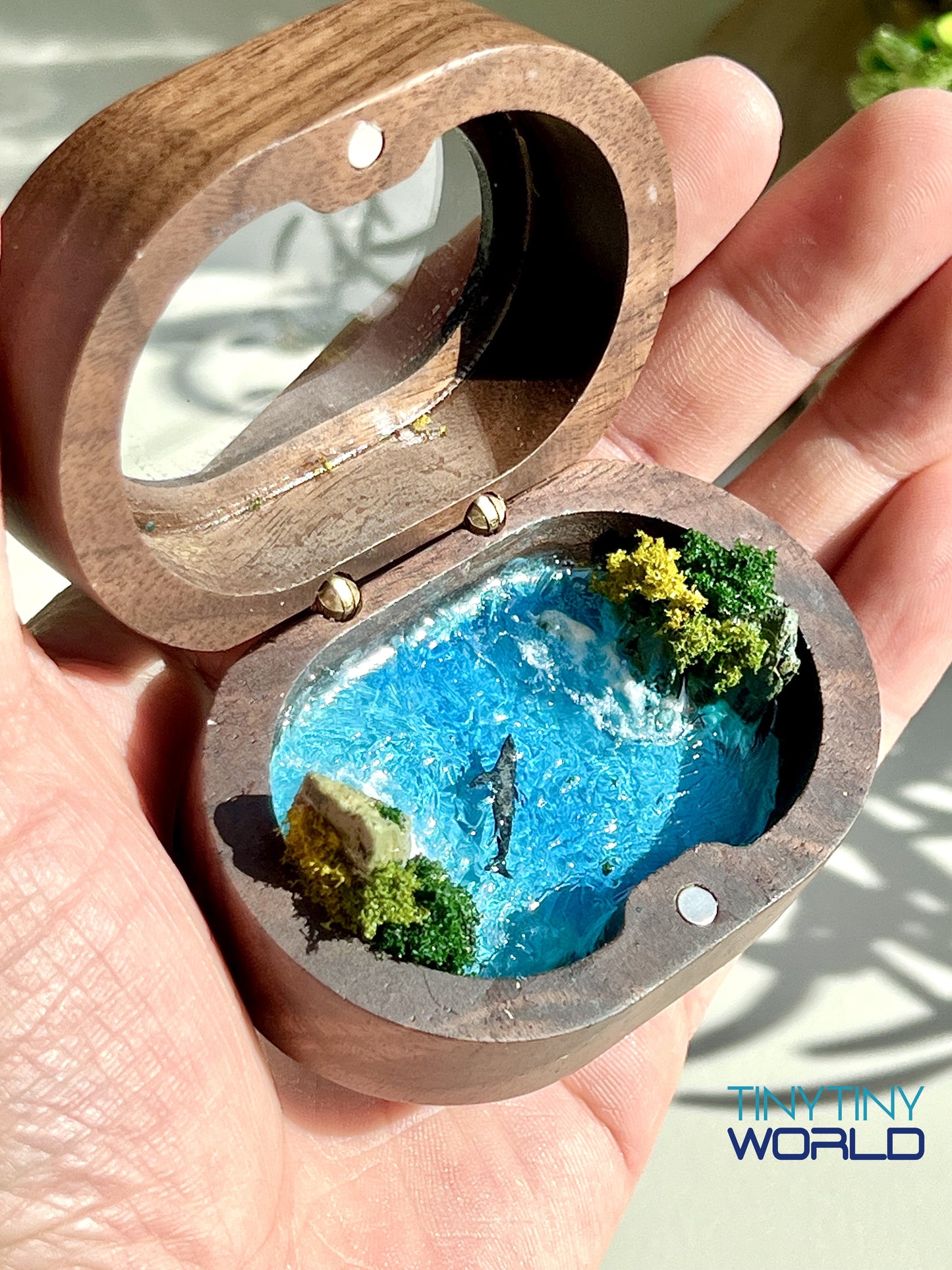 The Ocean in the Wood Engagement Ring Box Realistic Miniature Epoxy Art Gift