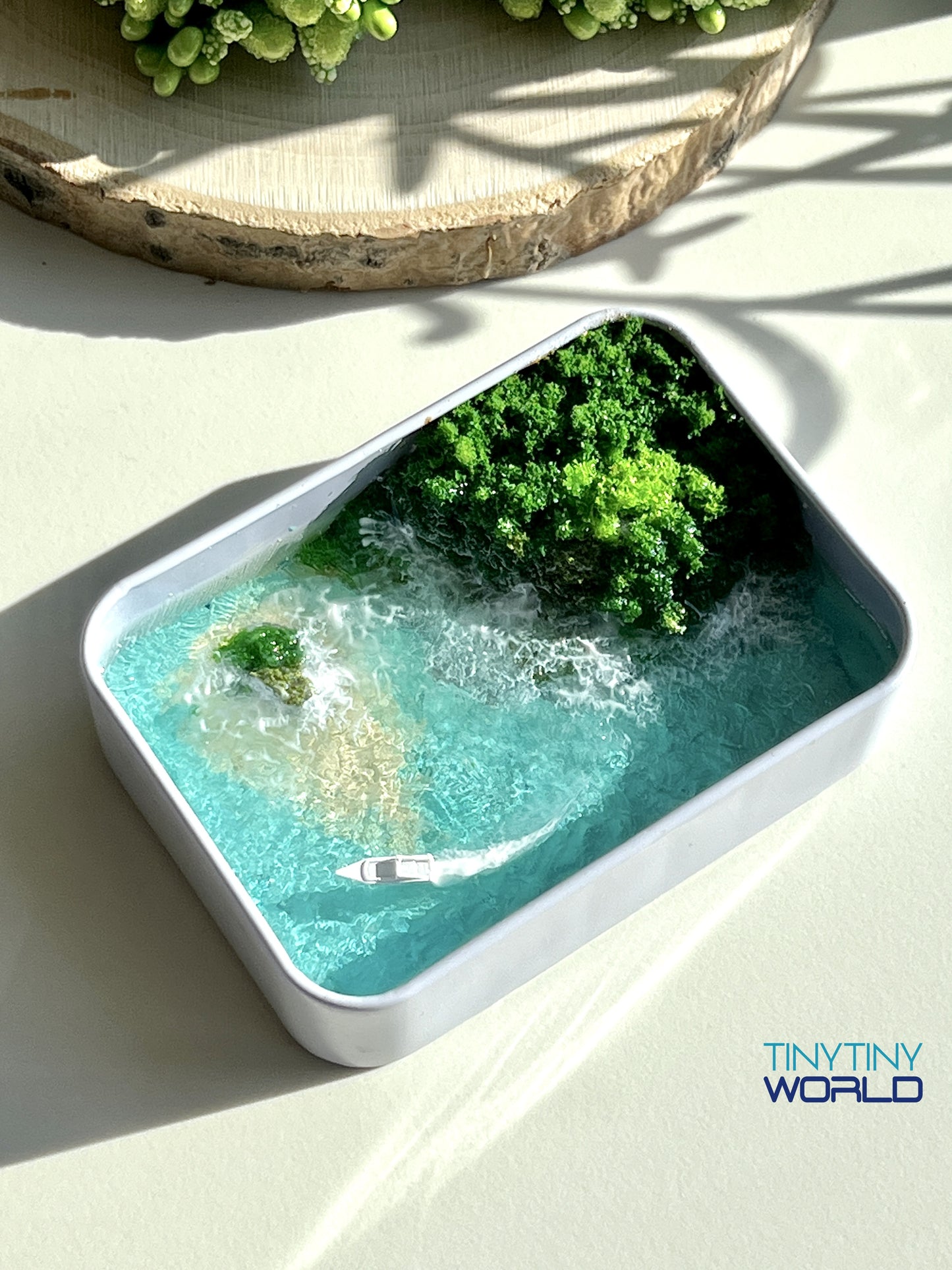 Tropical Island Coast Miniature Epoxy Resin Art Ocean Display Handcraft Memorial Gift