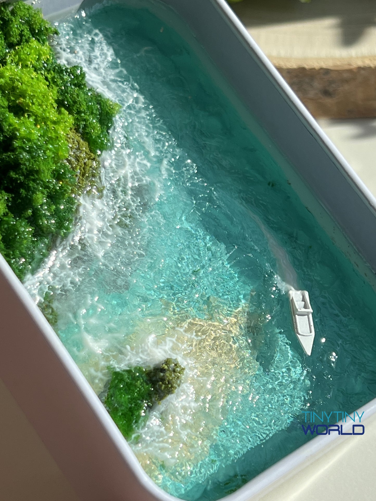 Tropical Island Coast Miniature Epoxy Resin Art Ocean Display Handcraft Memorial Gift