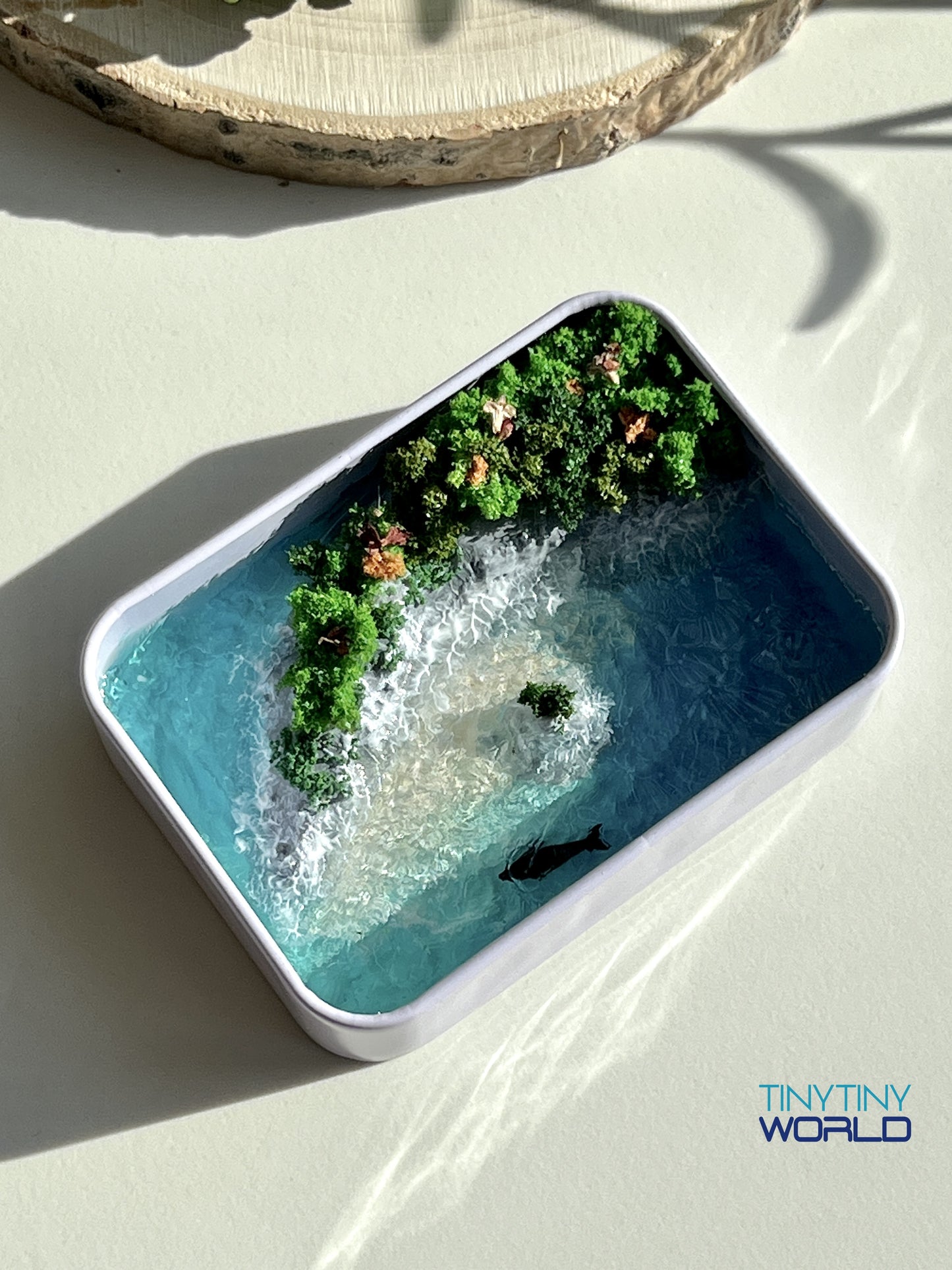 Tropical Island Coast Miniature Epoxy Art Ocean Whale Hand-made Home Decor Gift