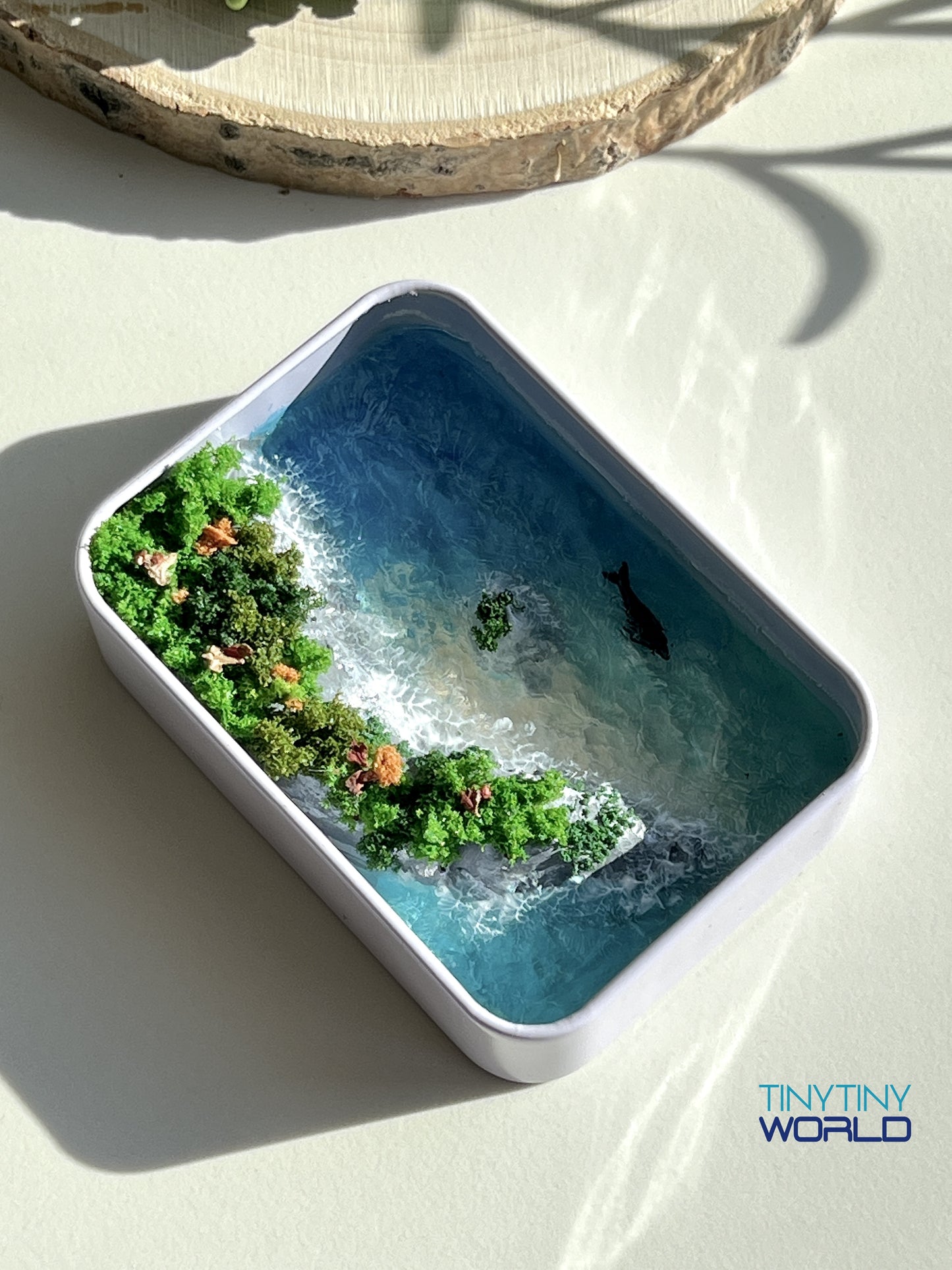 Tropical Island Coast Miniature Epoxy Art Ocean Whale Hand-made Home Decor Gift