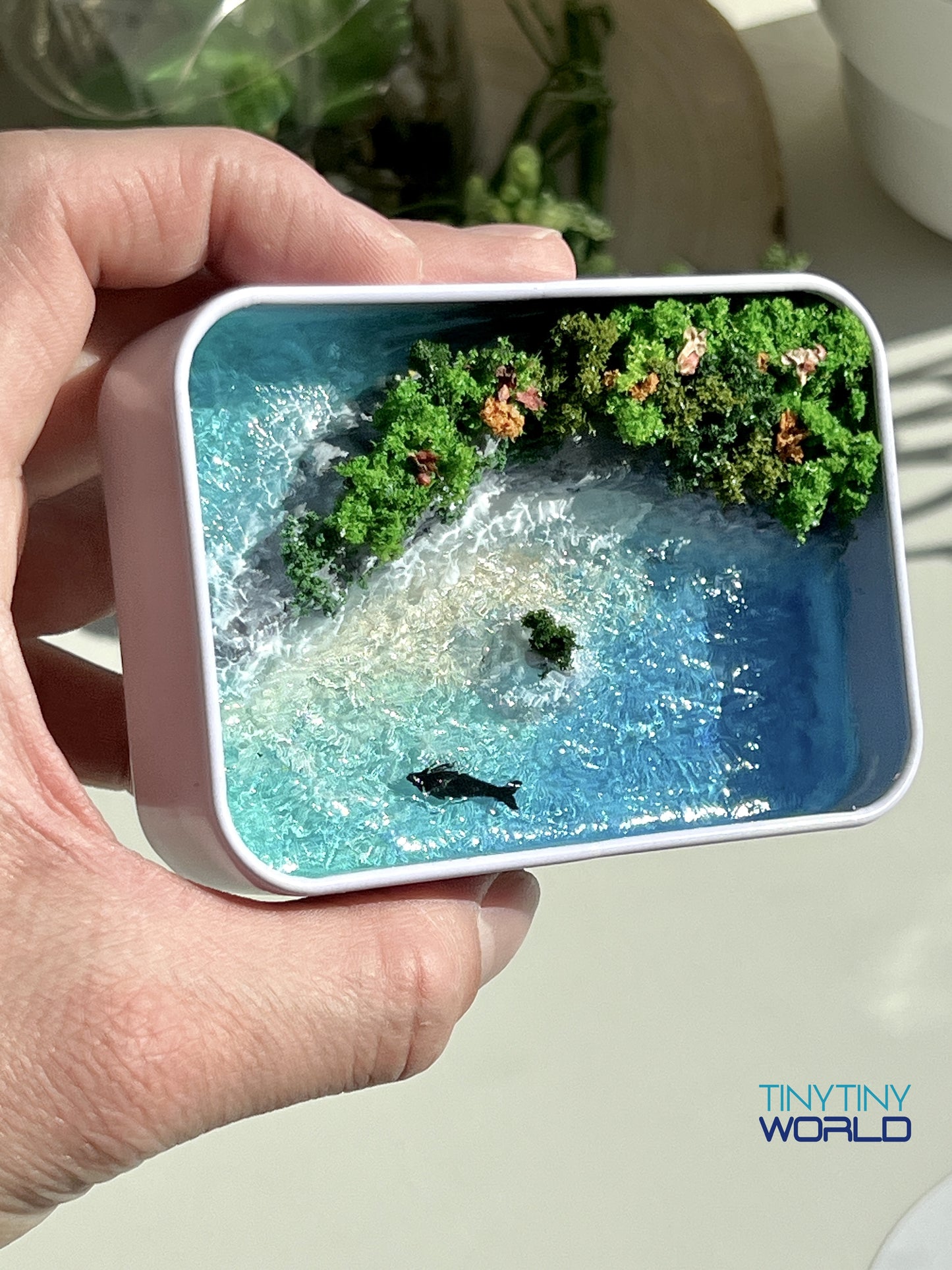 Tropical Island Coast Miniature Epoxy Art Ocean Whale Hand-made Home Decor Gift