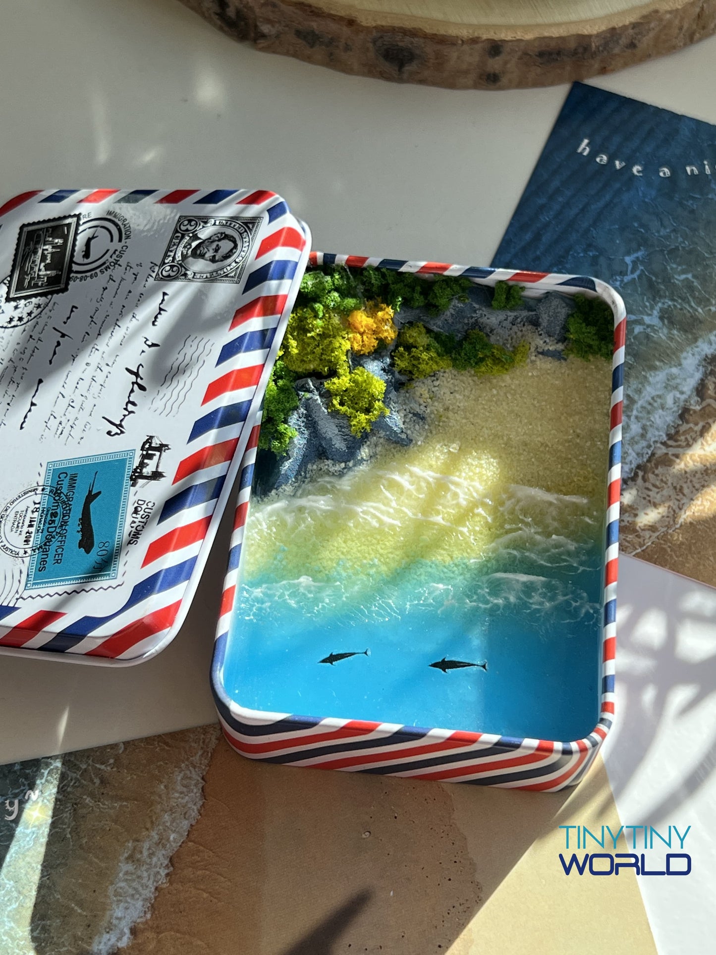 Tropical Coast Miniature Epoxy Resin Art Hand-made Display Memorial Gift