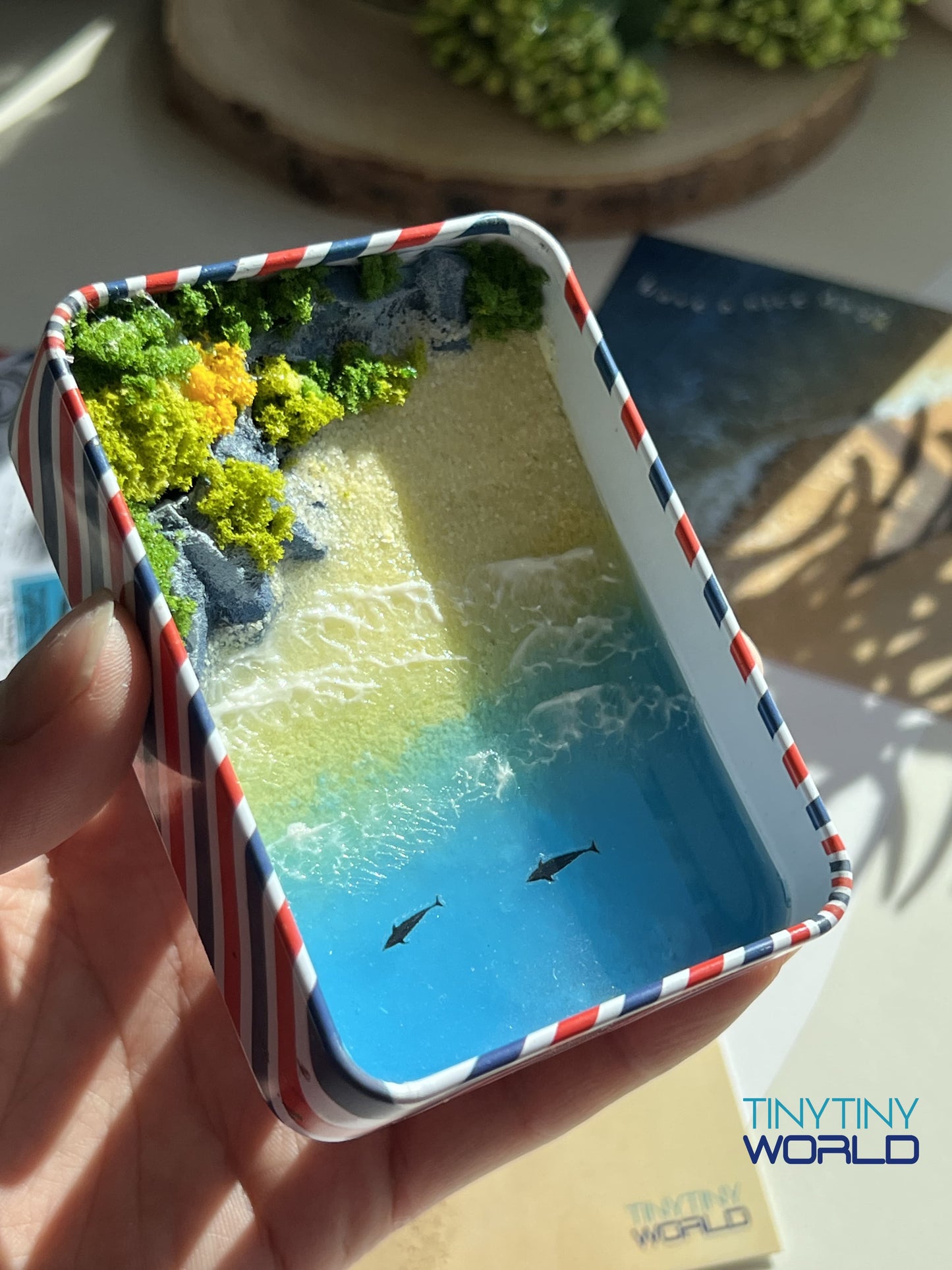 Tropical Coast Miniature Epoxy Resin Art Hand-made Display Memorial Gift