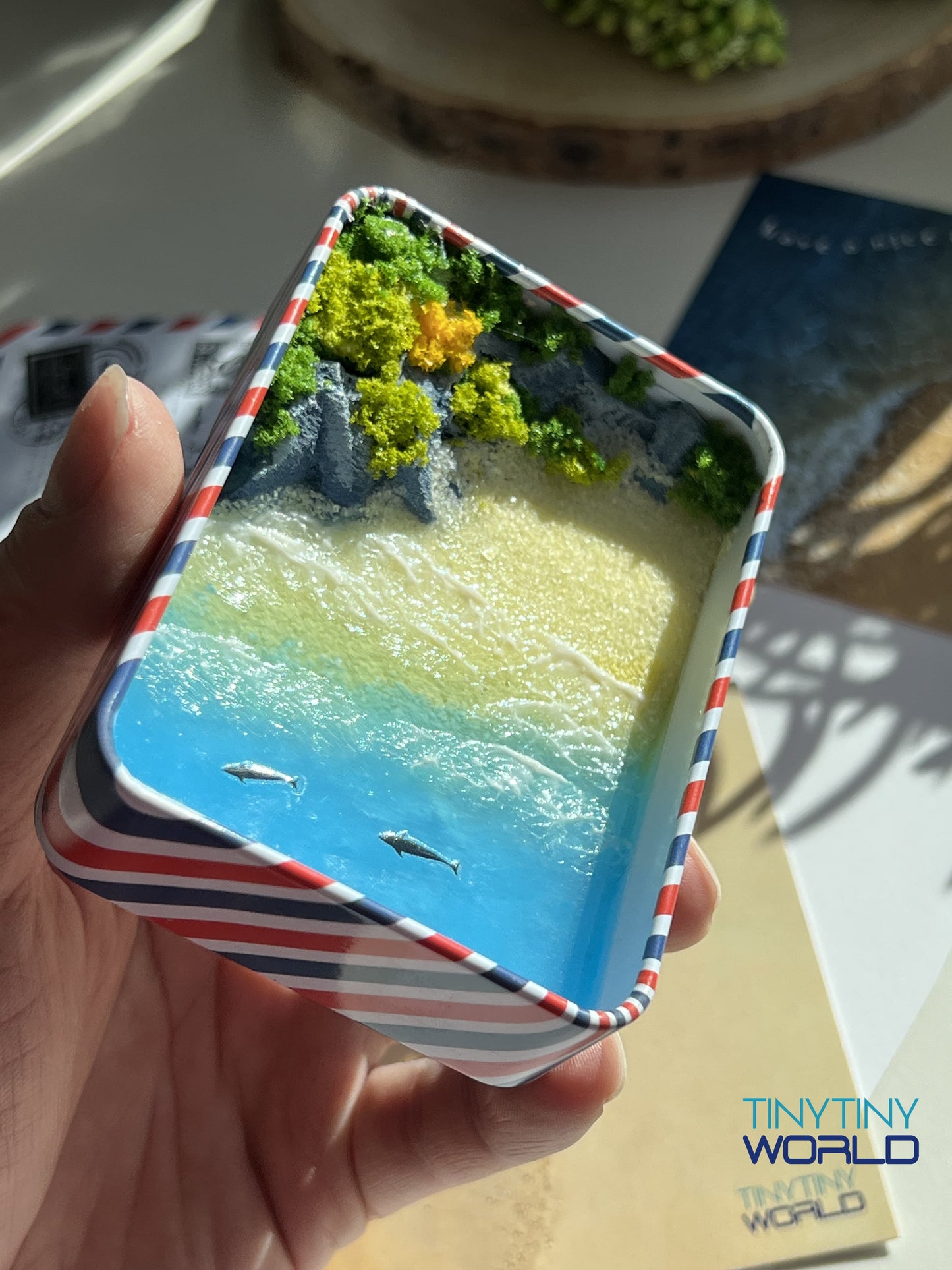 Tropical Coast Miniature Epoxy Resin Art Hand-made Display Memorial Gift