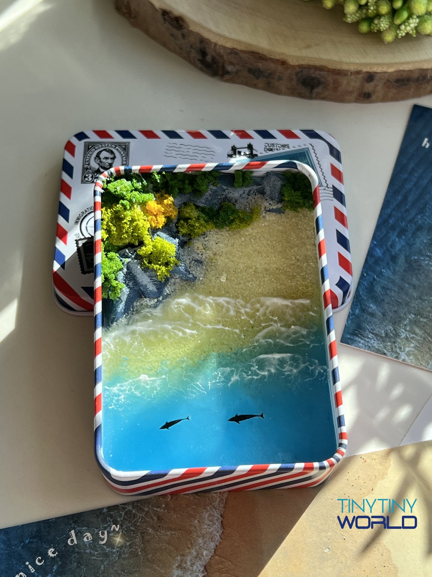 Tropical Coast Miniature Epoxy Resin Art Hand-made Display Memorial Gift