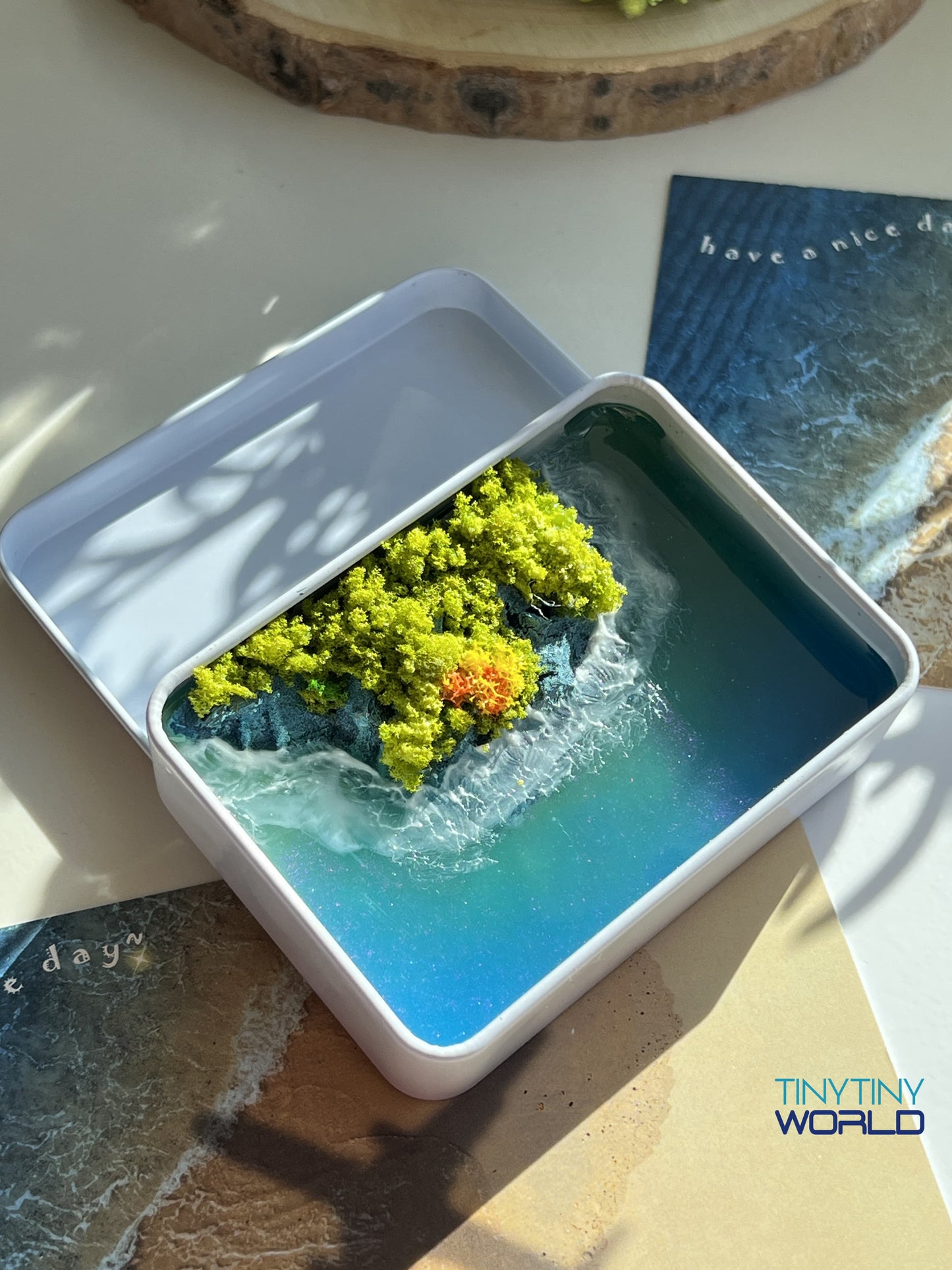 Tropical Island Miniature Epoxy Resin Art Hand-made Display Memorial Gift