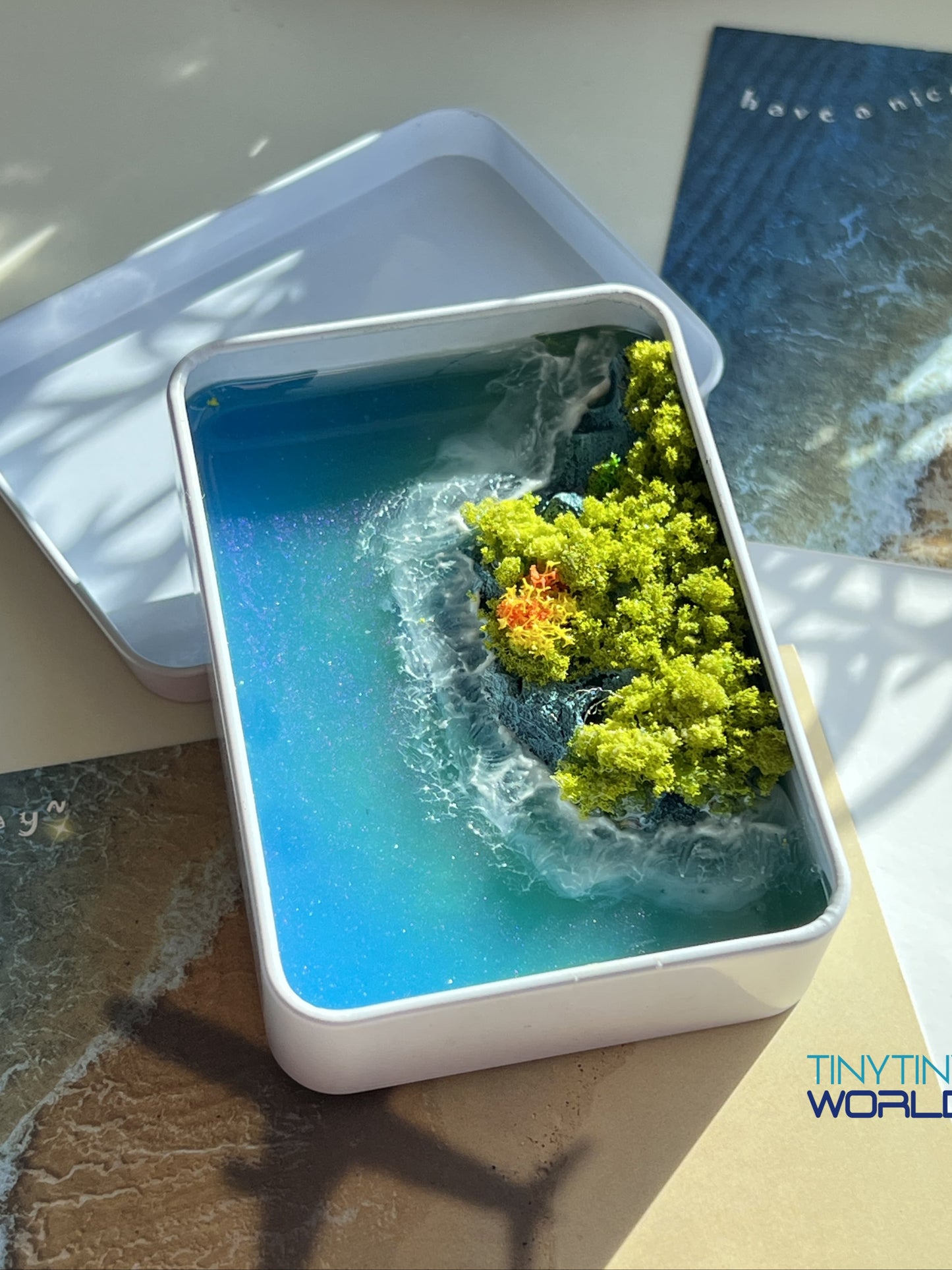 Tropical Island Miniature Epoxy Resin Art Hand-made Display Memorial Gift