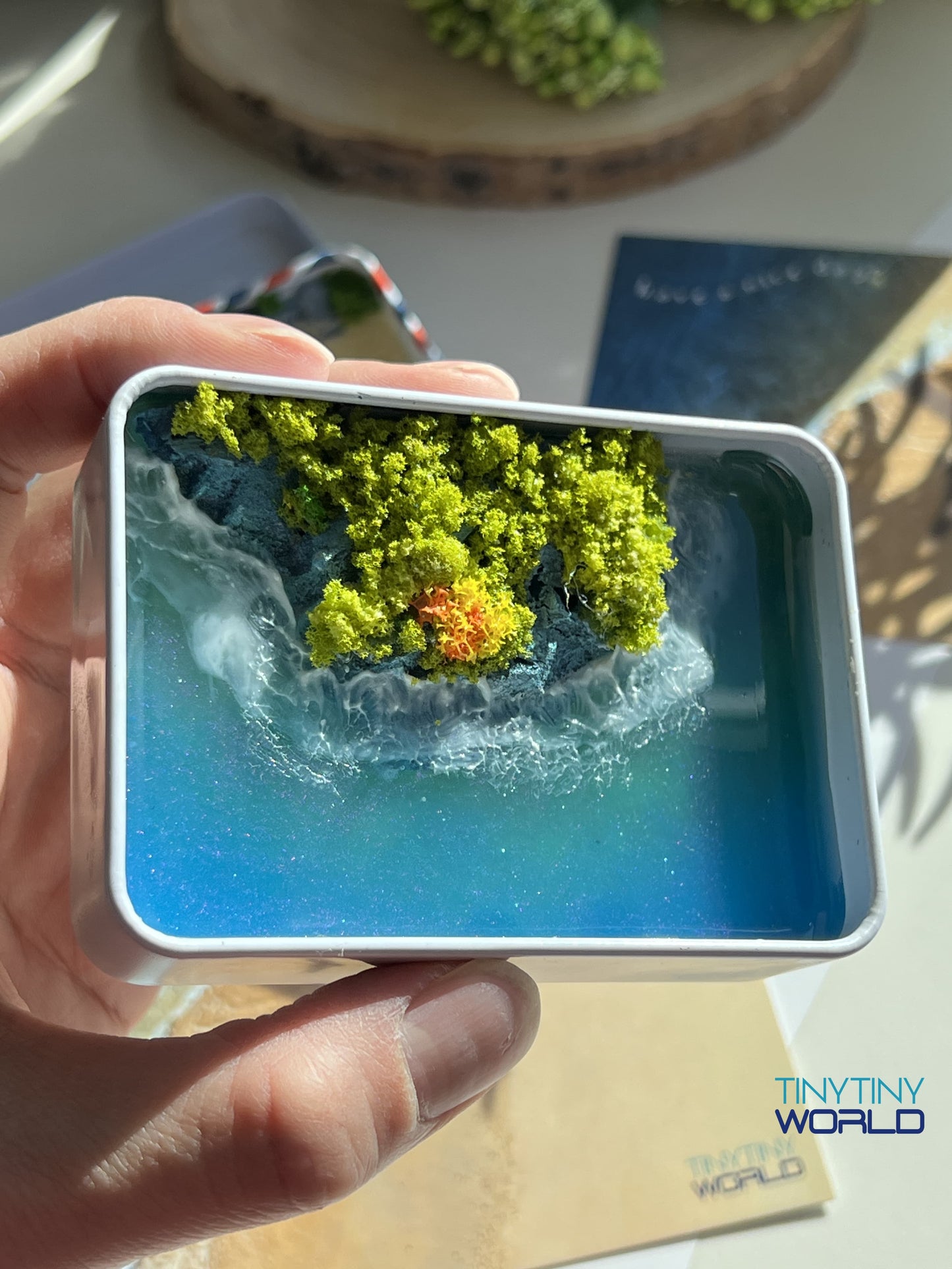 Tropical Island Miniature Epoxy Resin Art Hand-made Display Memorial Gift