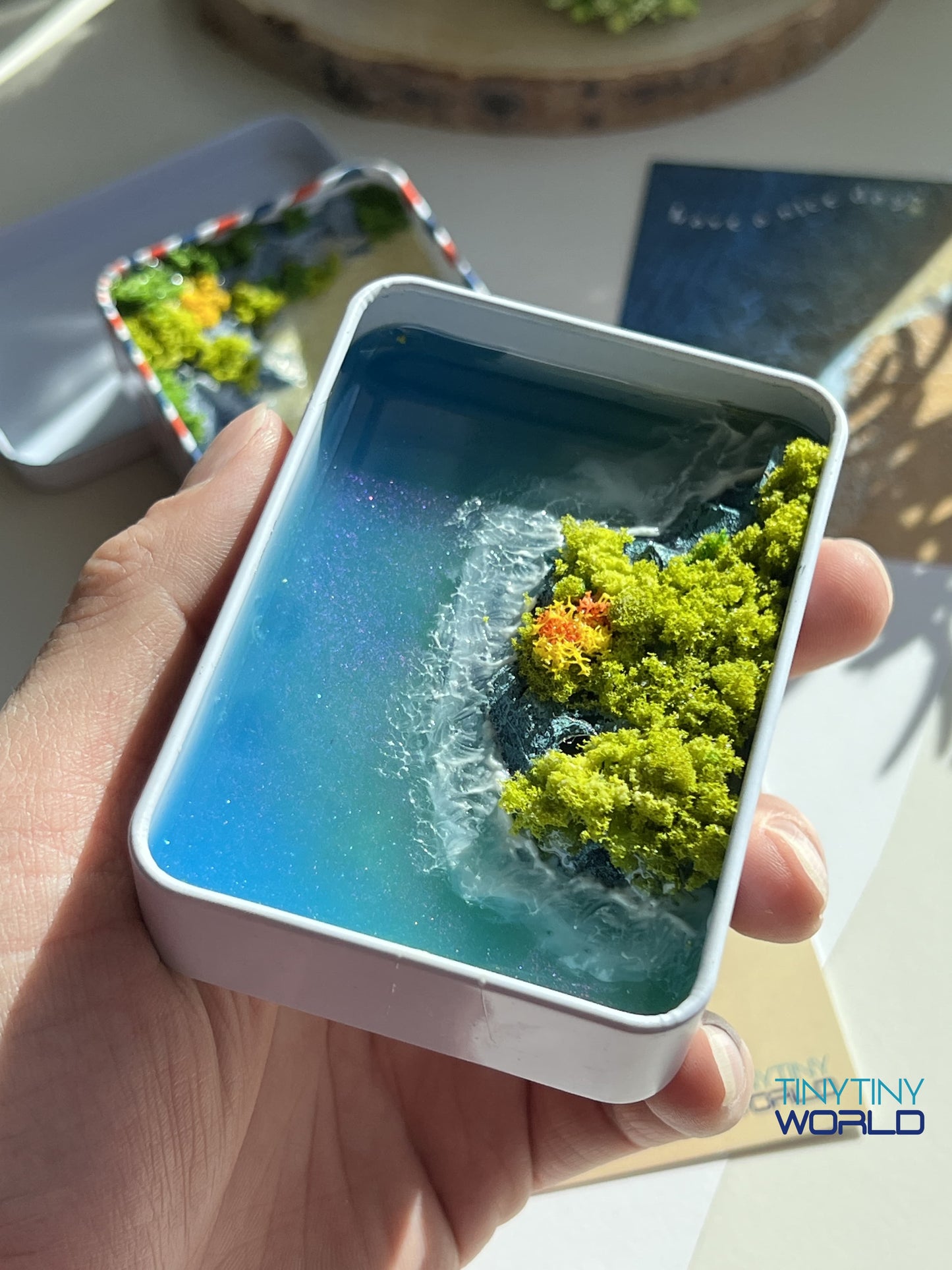 Tropical Island Miniature Epoxy Resin Art Hand-made Display Memorial Gift