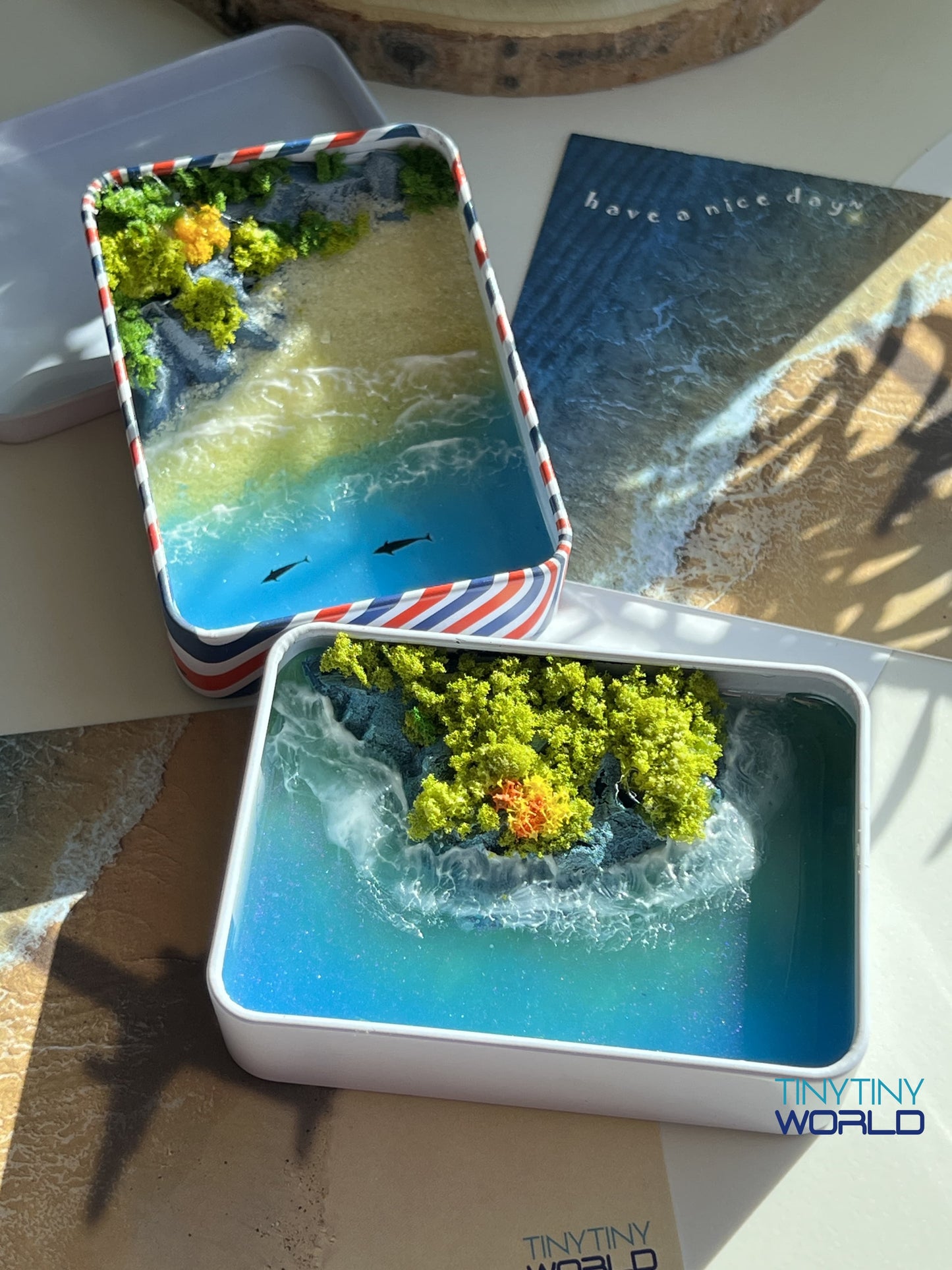 Tropical Island Miniature Epoxy Resin Art Hand-made Display Memorial Gift
