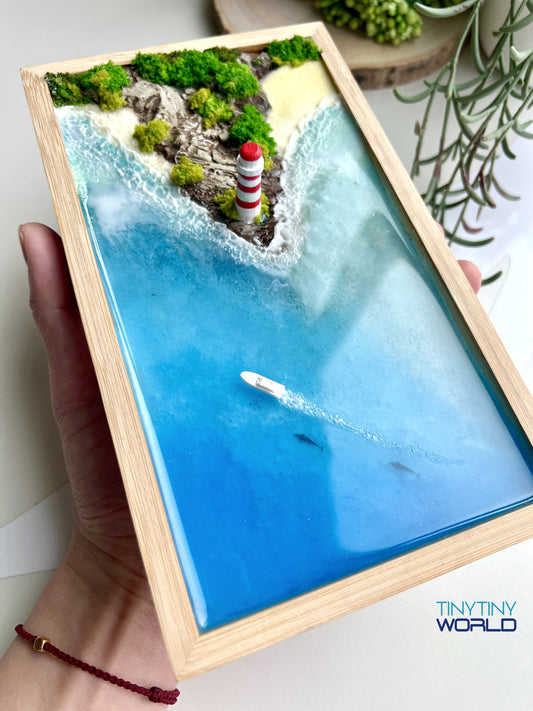 Custom Hand-made Epoxy Landscape Ocean Miniature Home Decor Memorial Gift