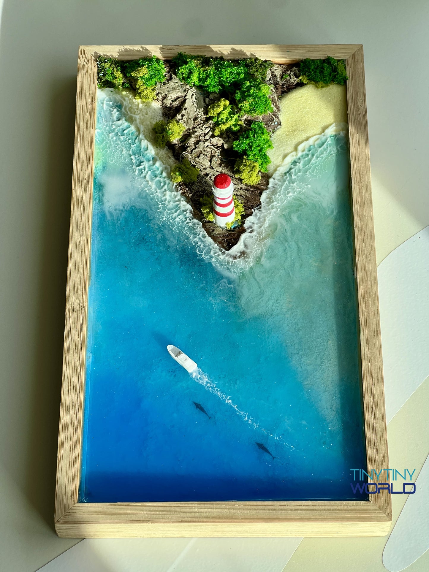 Punta Cancun Lighthouse Hand-made Epoxy Ocean Miniature Home Decor Memorial Gift