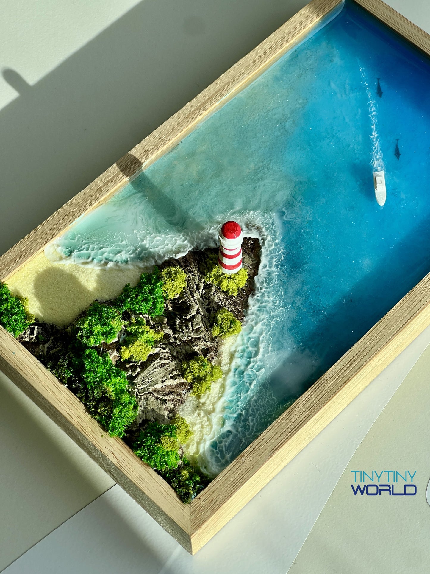 Punta Cancun Lighthouse Hand-made Epoxy Ocean Miniature Home Decor Memorial Gift