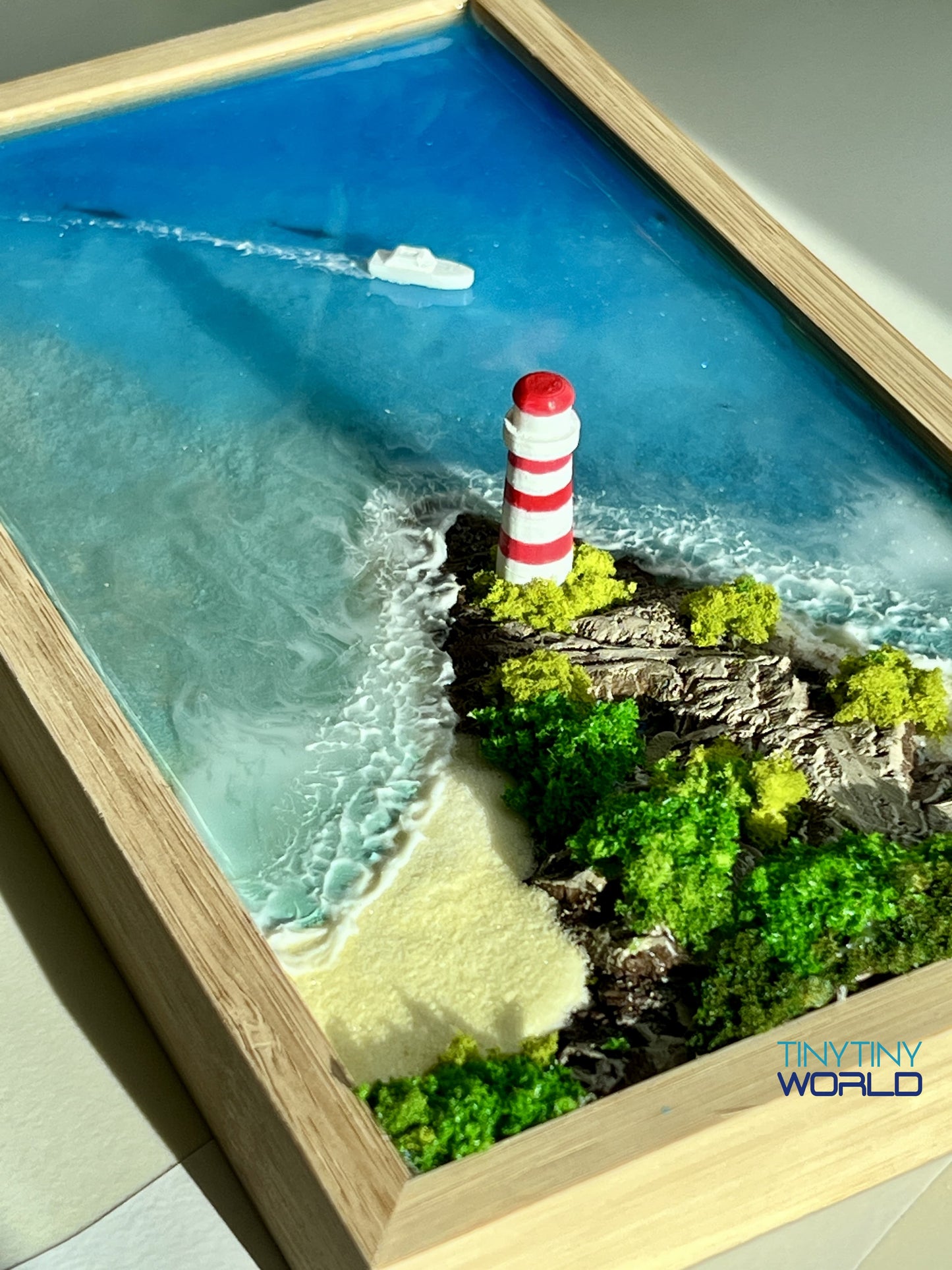 Punta Cancun Lighthouse Hand-made Epoxy Ocean Miniature Home Decor Memorial Gift