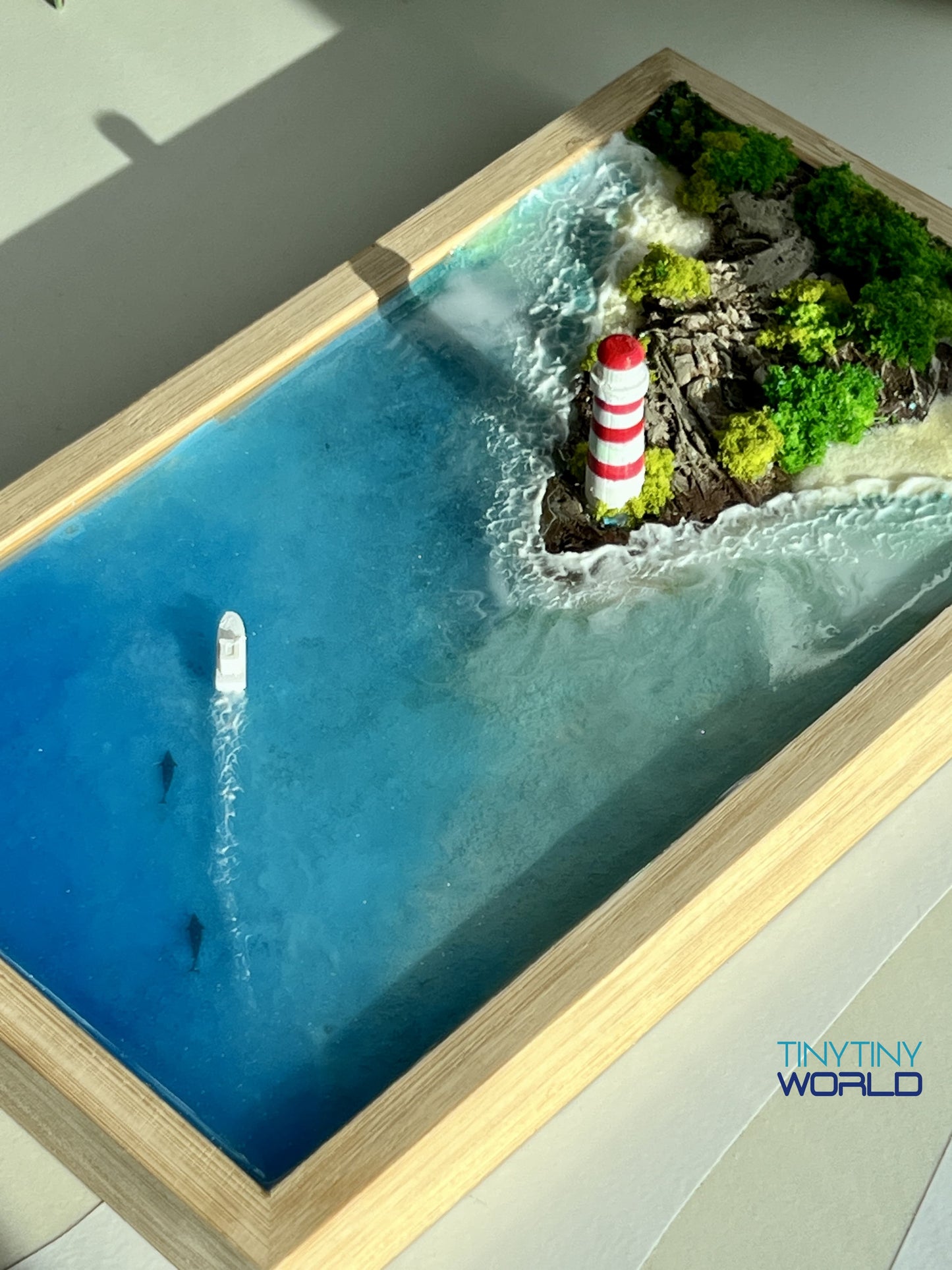 Punta Cancun Lighthouse Hand-made Epoxy Ocean Miniature Home Decor Memorial Gift