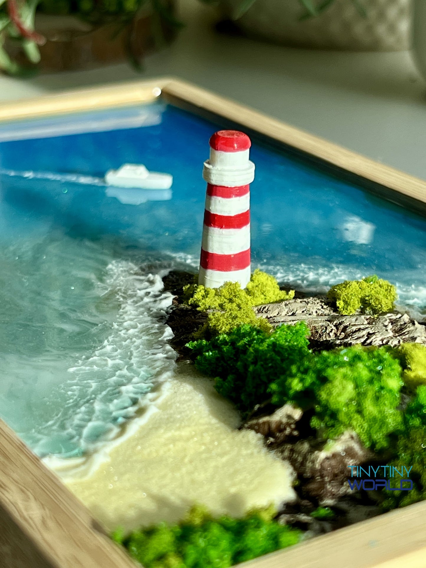 Punta Cancun Lighthouse Hand-made Epoxy Ocean Miniature Home Decor Memorial Gift