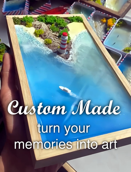 Custom Hand-made Epoxy Landscape Ocean Miniature Home Decor Memorial Gift