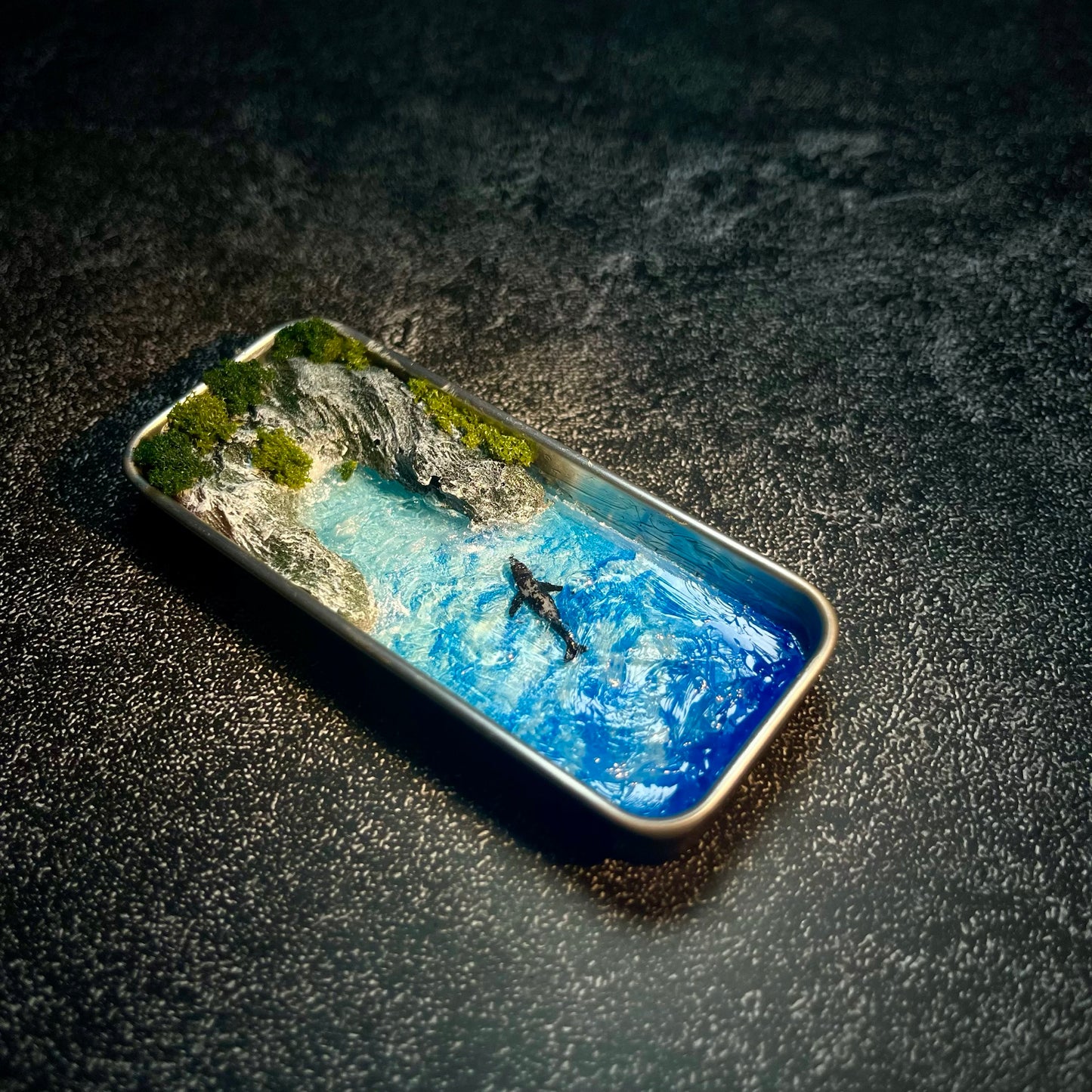 Ocean Whale Coast Miniature Epoxy Resin Art Hand-made Display Memorial Gift