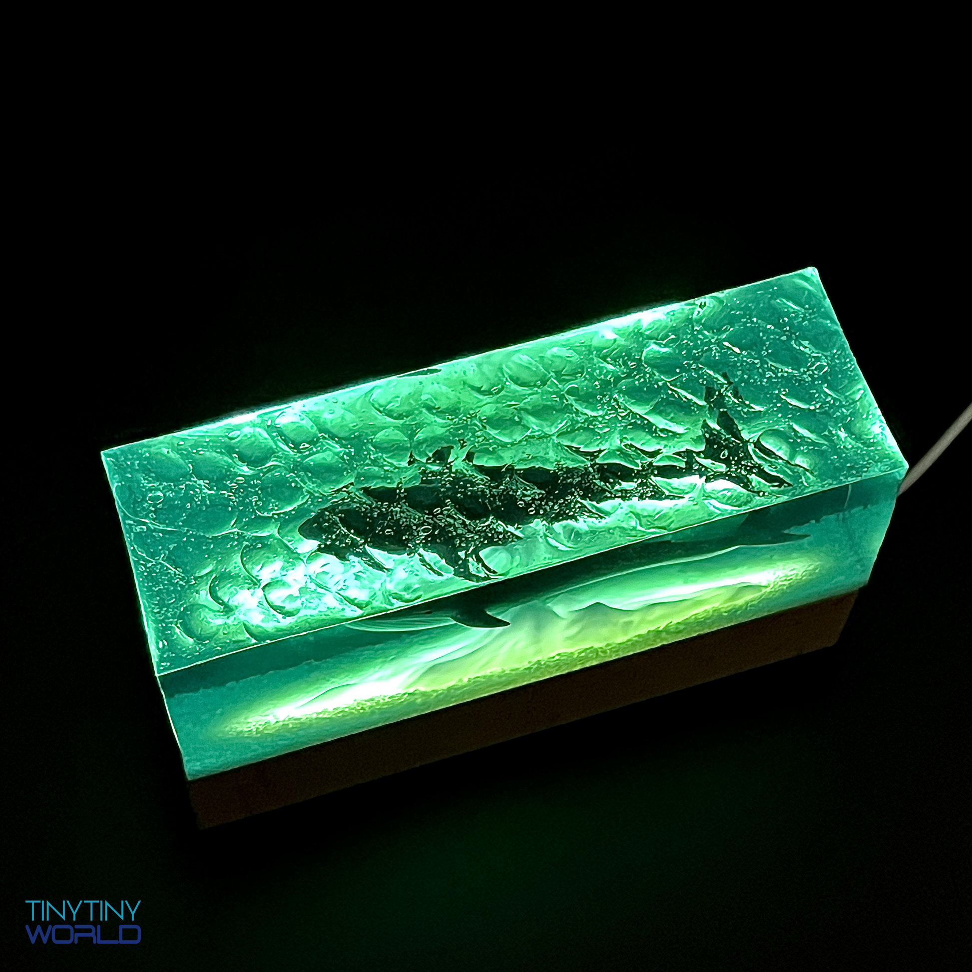 Whale Miniature Resin Epoxy Art Ocean  Night Light Display Handcraft Unique Present Decor