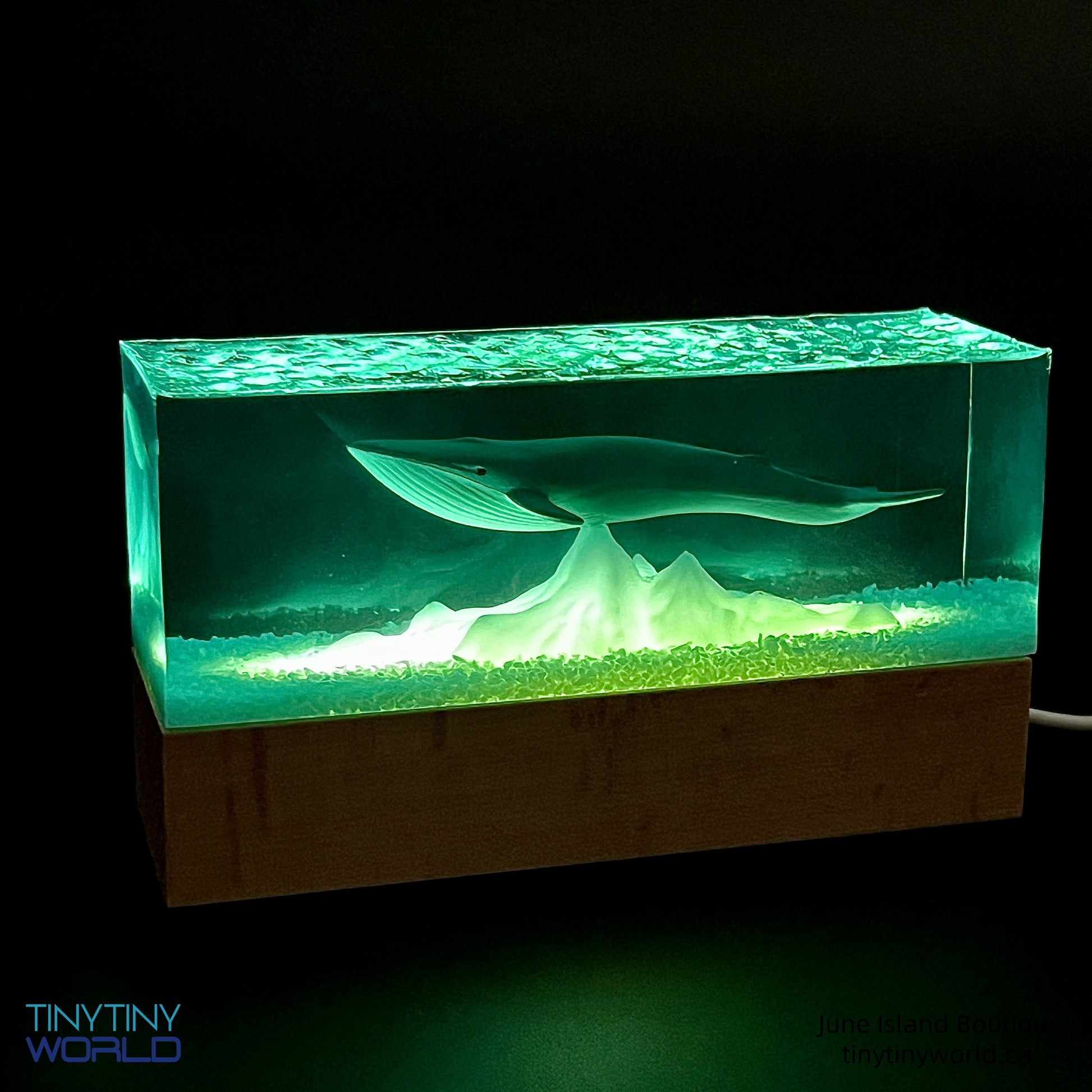 Whale Miniature Resin Epoxy Art Ocean  Night Light Display Handcraft Unique Present Decor