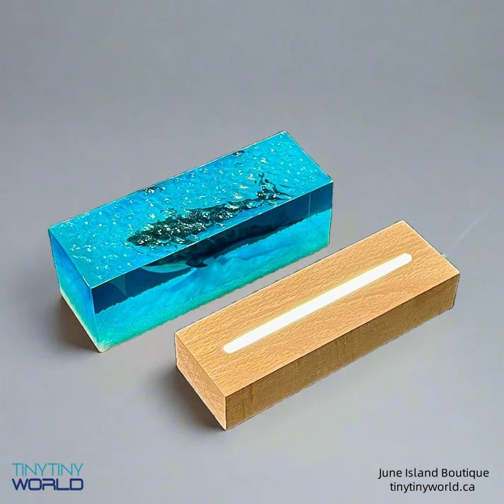 Whale Miniature Resin Epoxy Art Ocean  Night Light Display Handcraft Unique Present Decor