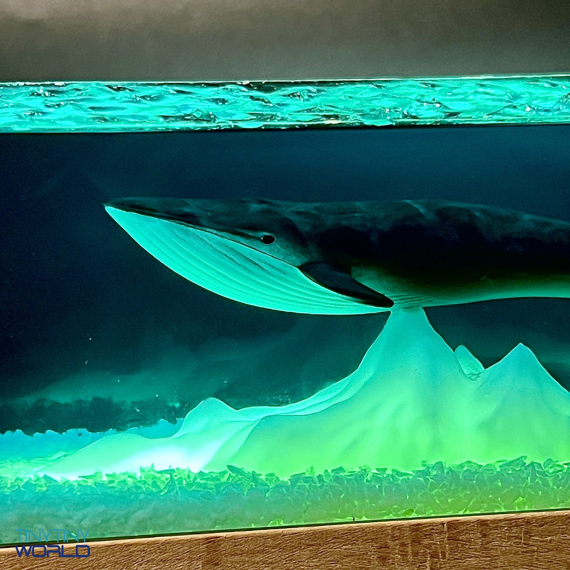 Whale Miniature Resin Epoxy Art Ocean  Night Light Display Handcraft Unique Present Decor