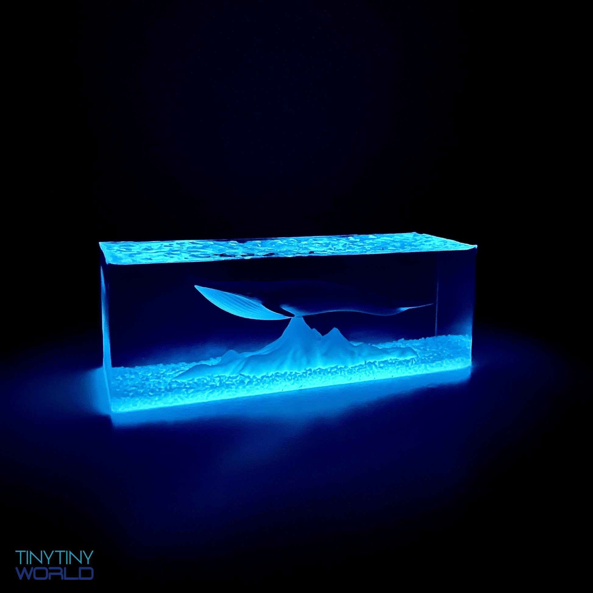 Whale Miniature Resin Epoxy Art Ocean  Night Light Display Handcraft Unique Present Decor