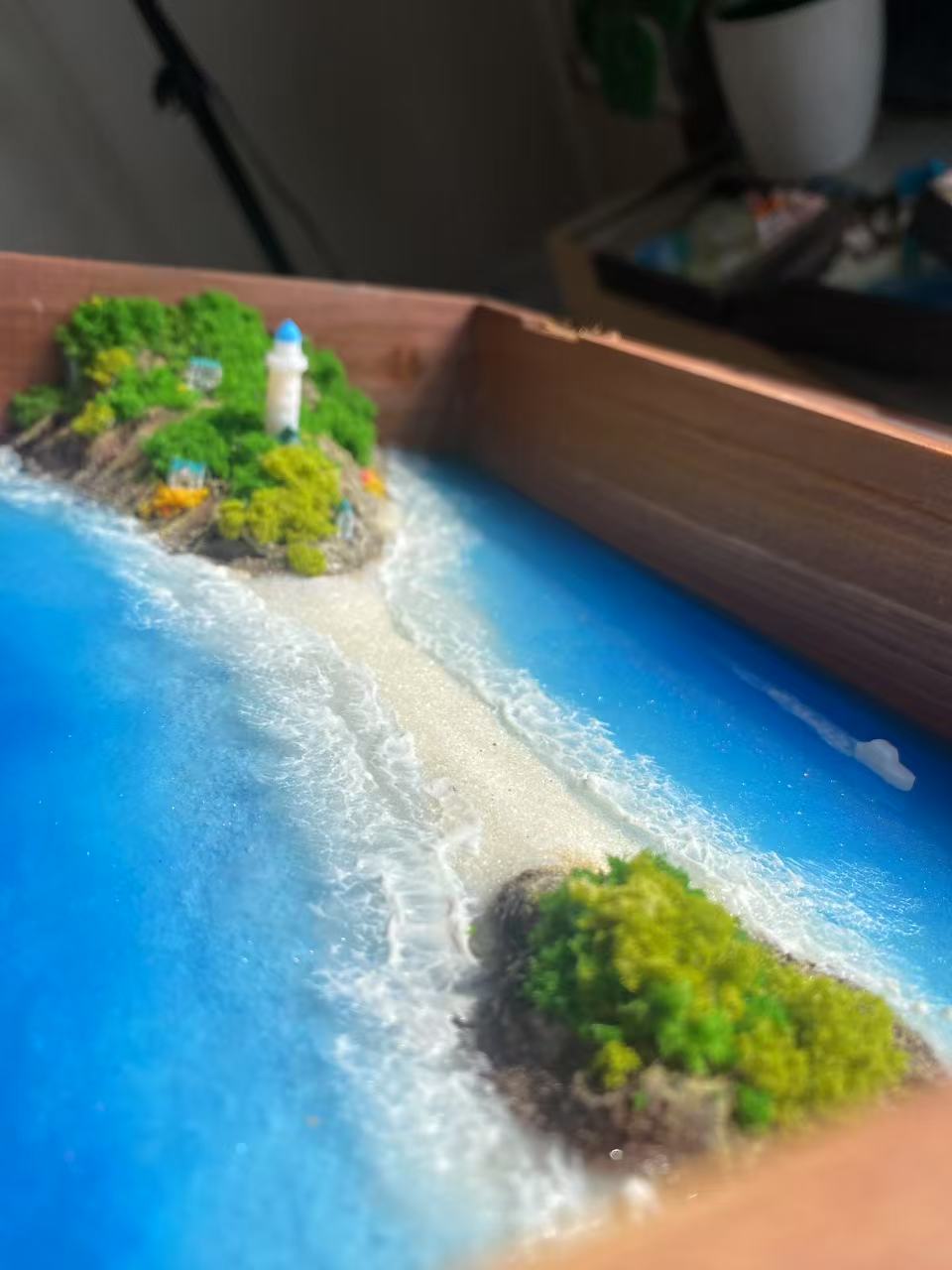 Custom Hand-made Epoxy Landscape Ocean Miniature Home Decor Valentines Gift