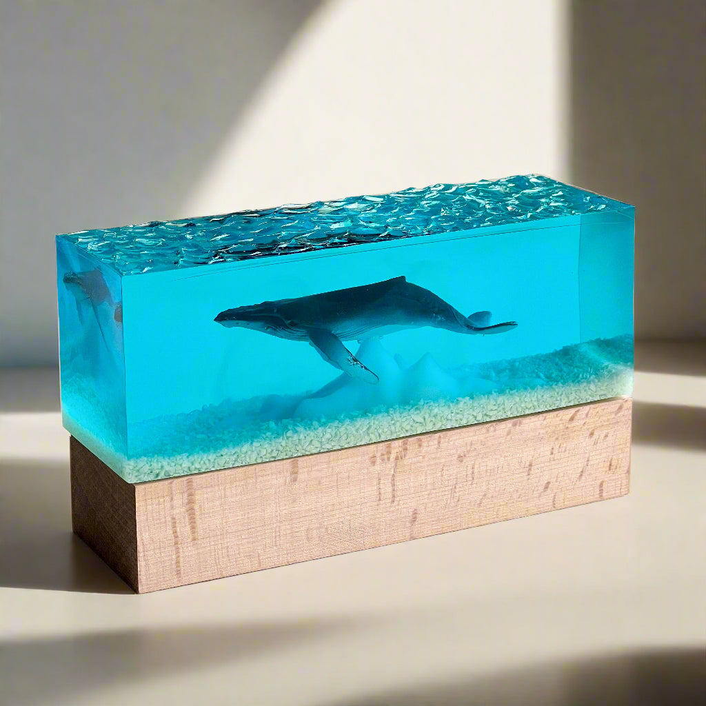 Whale in the Ocean Realistic Epoxy Resin Art Glow in the Dark Night Light
