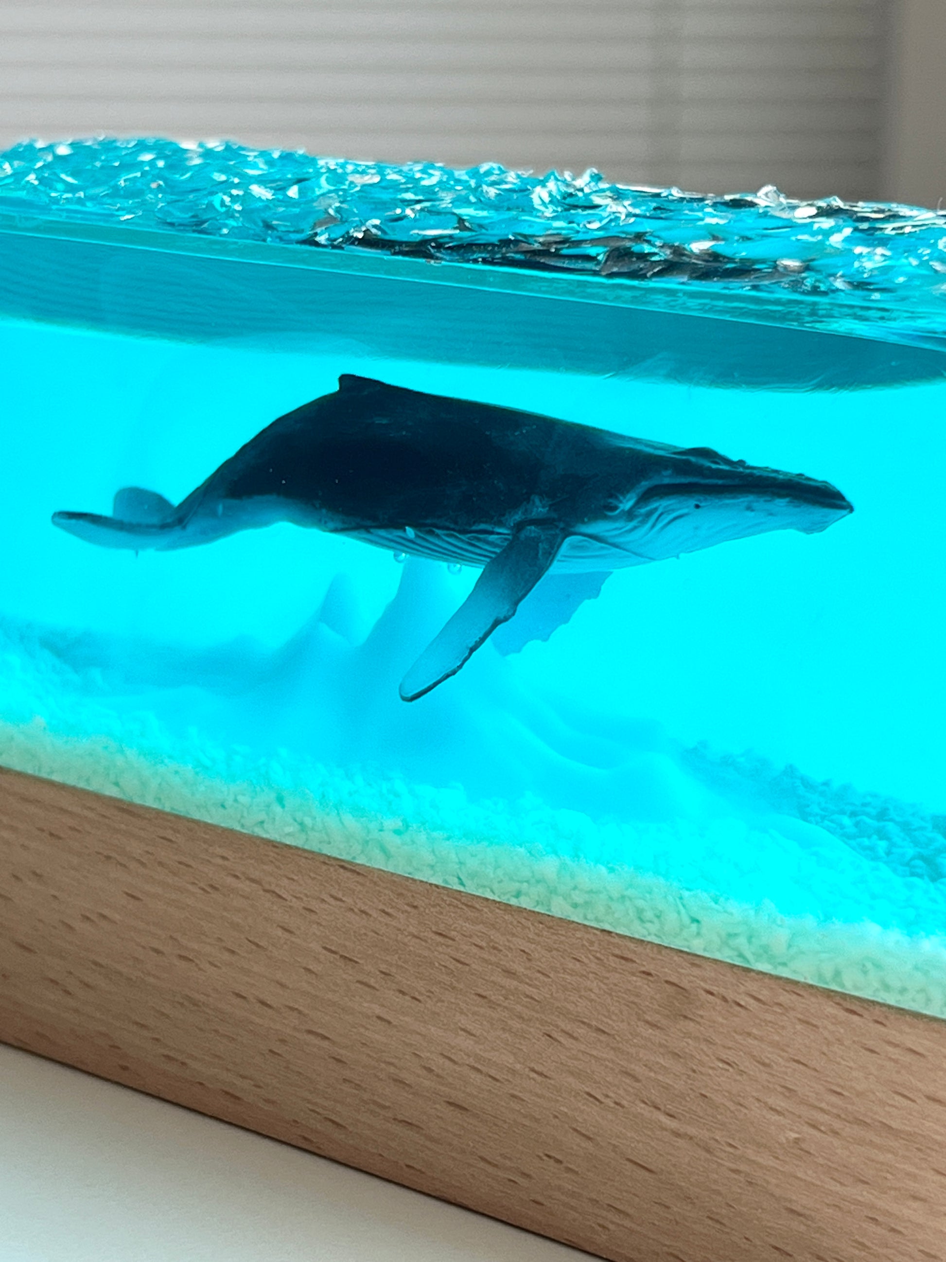 Whale in the Ocean Realistic Epoxy Resin Art Glow in the Dark Night Light
