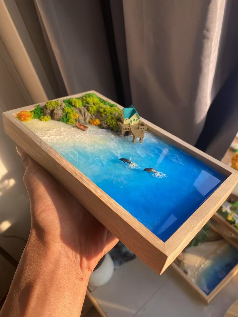 Custom Hand-made Epoxy Landscape Ocean Miniature Home Decor Valentines Gift