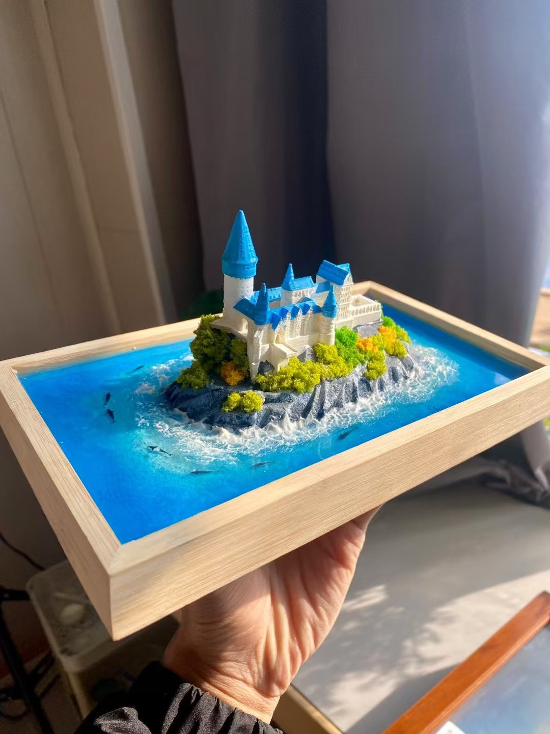 Custom Hand-made Epoxy Landscape Ocean Miniature Home Decor Valentines Gift