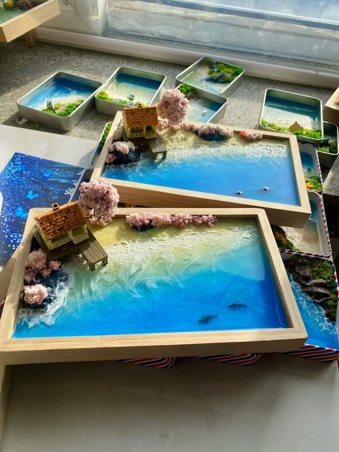Custom Hand-made Epoxy Landscape Ocean Miniature Home Decor Valentines Gift