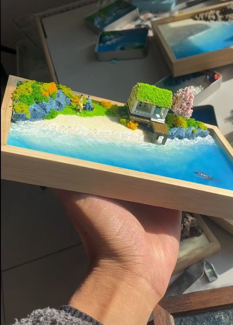 Custom Hand-made Epoxy Landscape Ocean Miniature Home Decor Valentines Gift