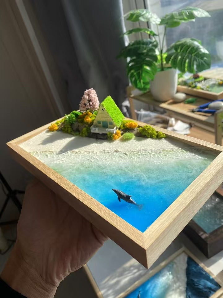 Custom Hand-made Epoxy Landscape Ocean Miniature Home Decor Valentines Gift