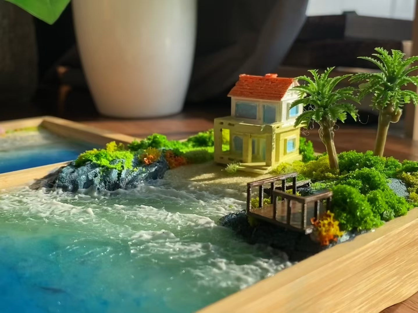 Custom Hand-made Epoxy Landscape Ocean Miniature Home Decor Valentines Gift