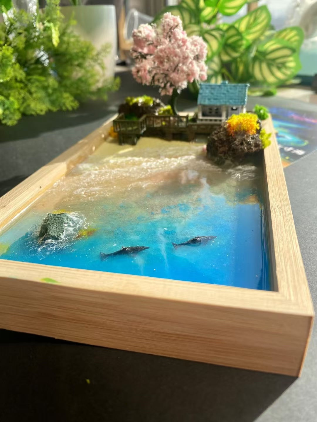 Custom Hand-made Epoxy Landscape Ocean Miniature Home Decor Valentines Gift