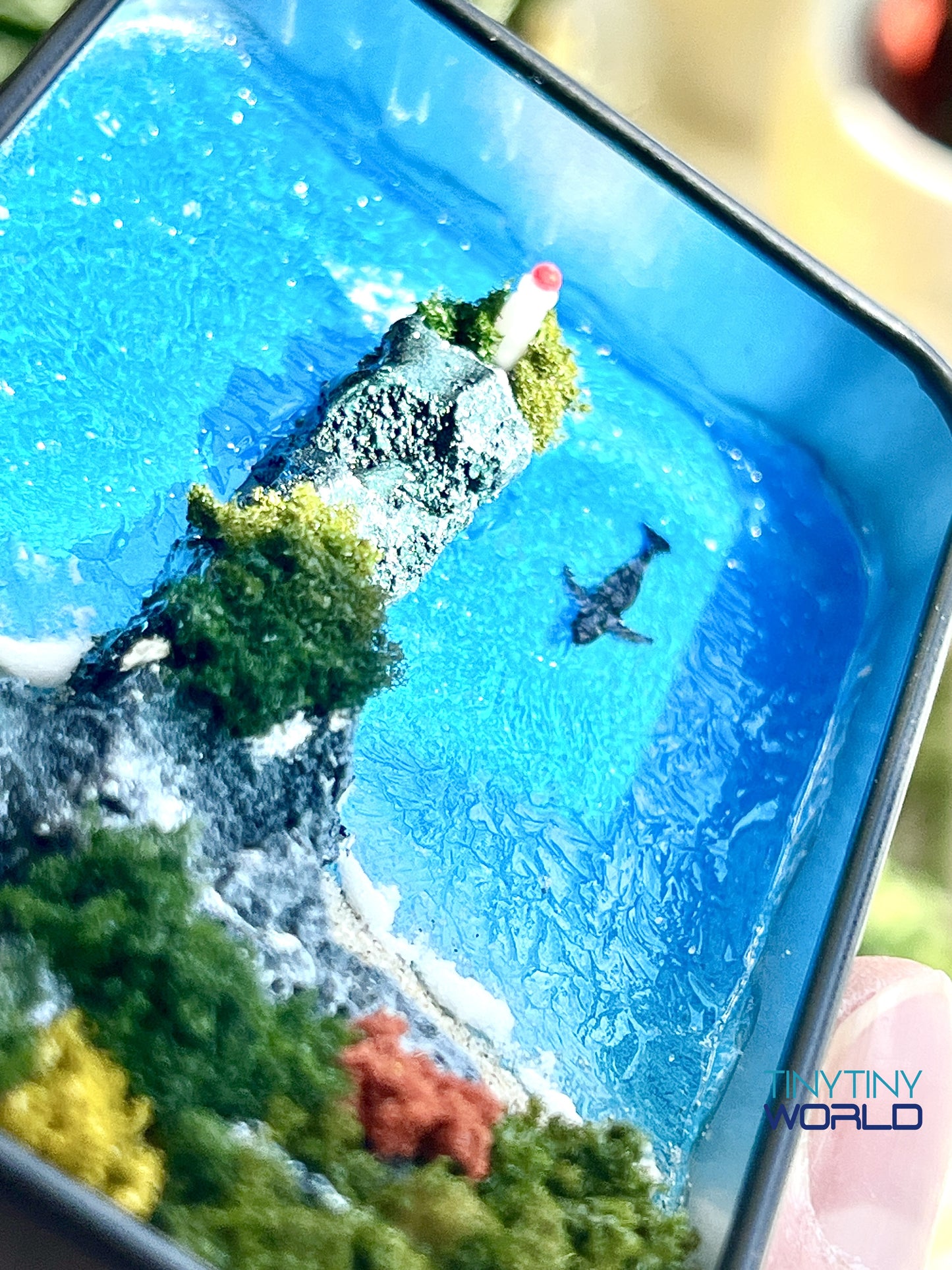 The Lighthouse Miniature Epoxy Resin Art Ocean Whale Display Hand-made Memorial Gift