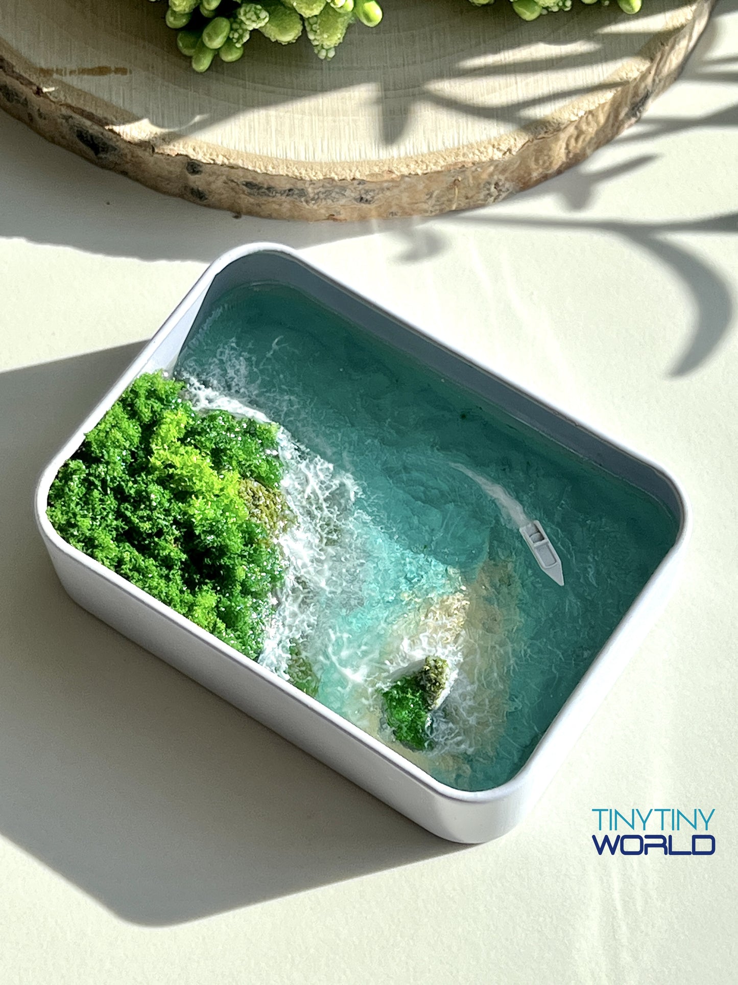 Tropical Island Coast Miniature Epoxy Resin Art Ocean Display Handcraft Memorial Gift