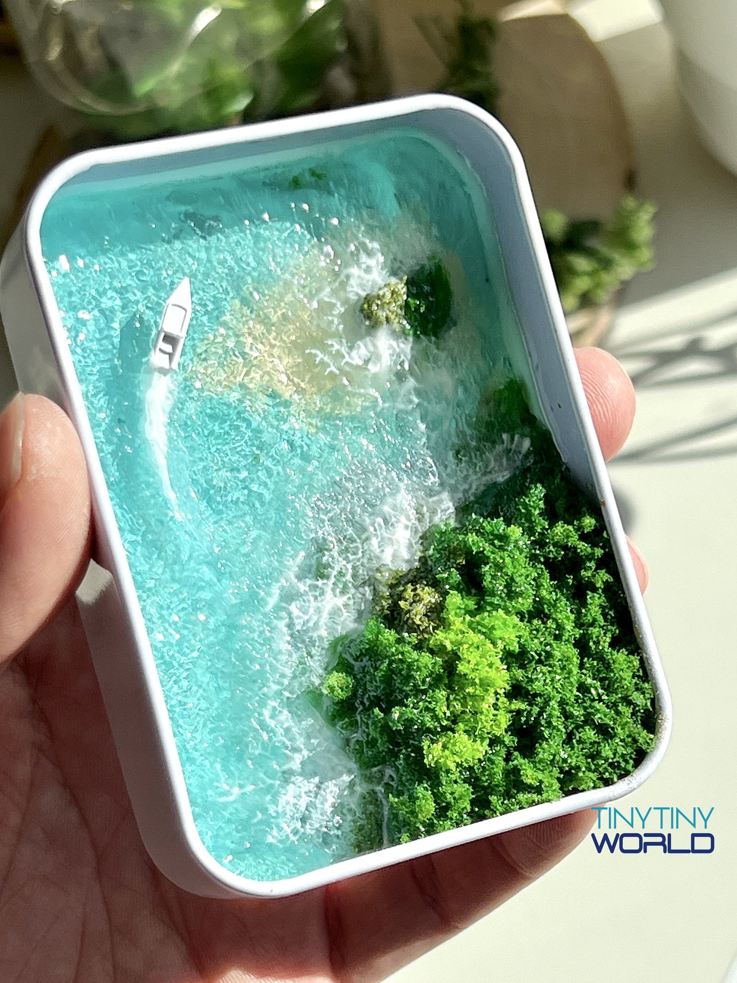 Tropical Island Coast Miniature Epoxy Resin Art Ocean Display Handcraft Memorial Gift
