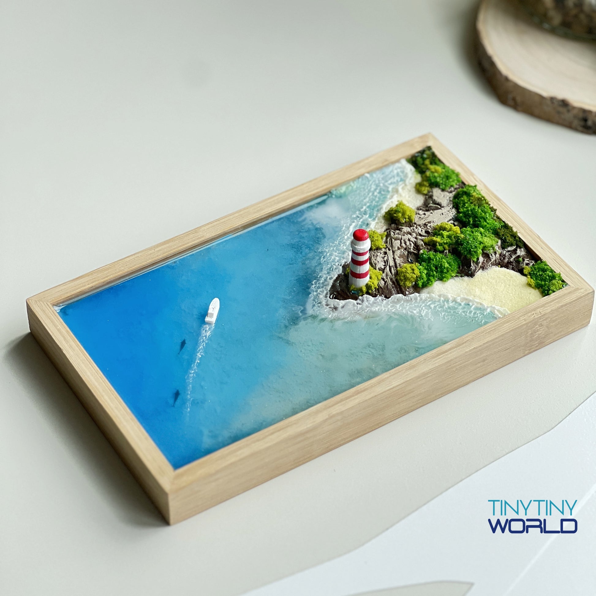 Custom Hand-made Epoxy Landscape Ocean Miniature Home Decor Memorial Gift