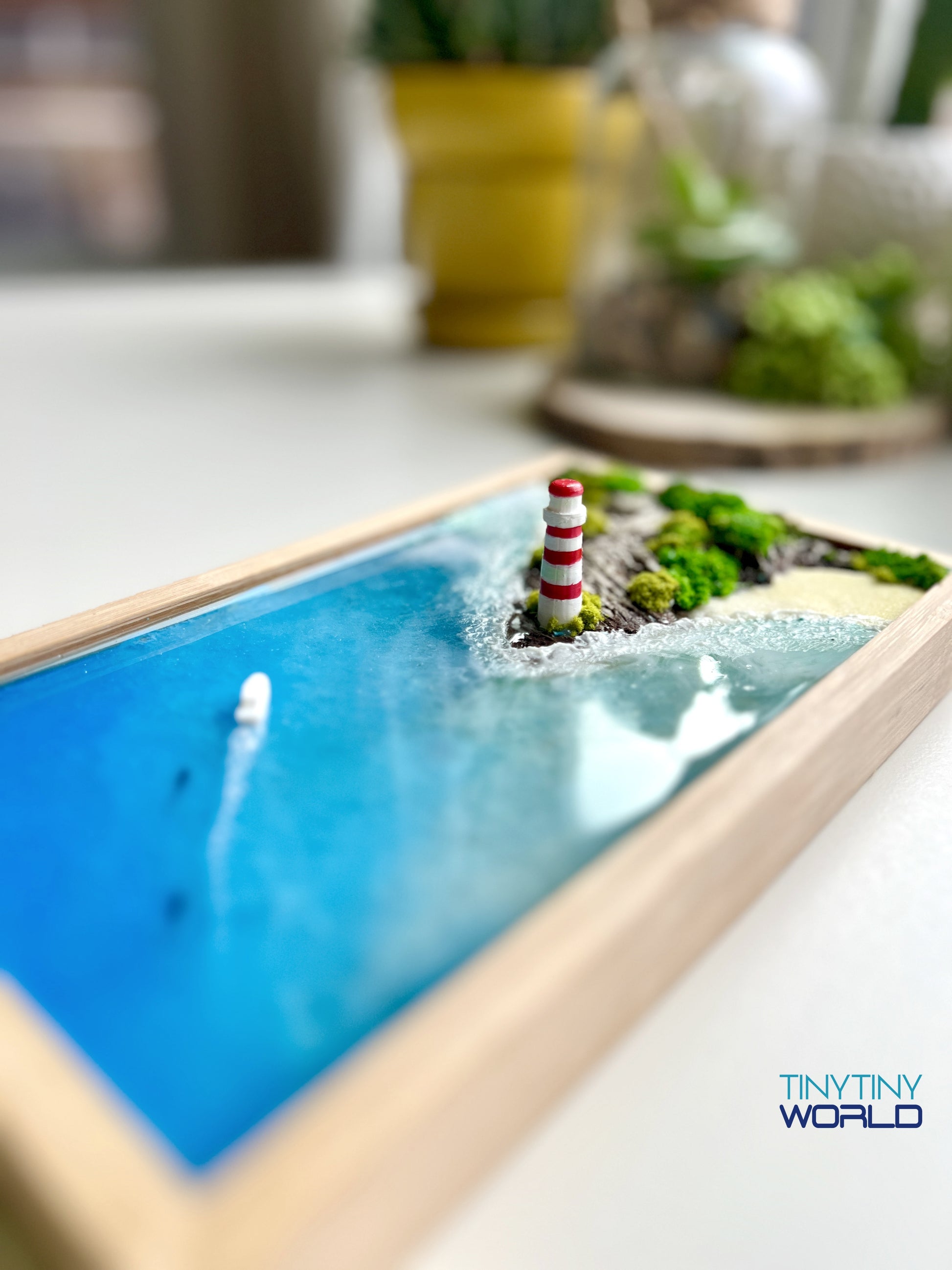 Custom Hand-made Epoxy Landscape Ocean Miniature Home Decor Memorial Gift